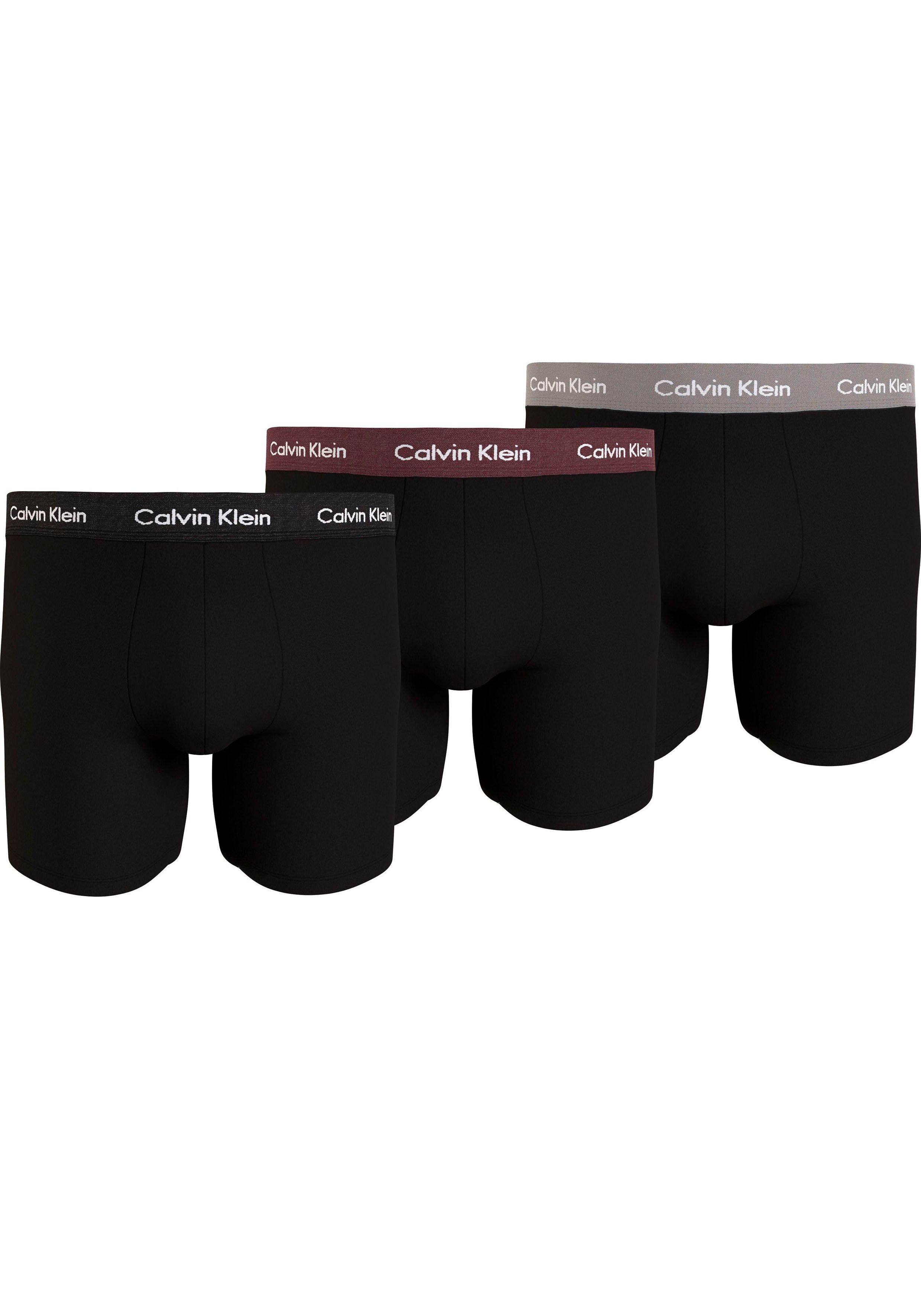 Calvin Klein Underwear Boxershorts BOXER BRIEF 3PK (Packung, 3-St., 3er-Pack) mit Logo-Elastikbund B-_BLACK,_TAWNY_PORT,_PORPOISE_WBS