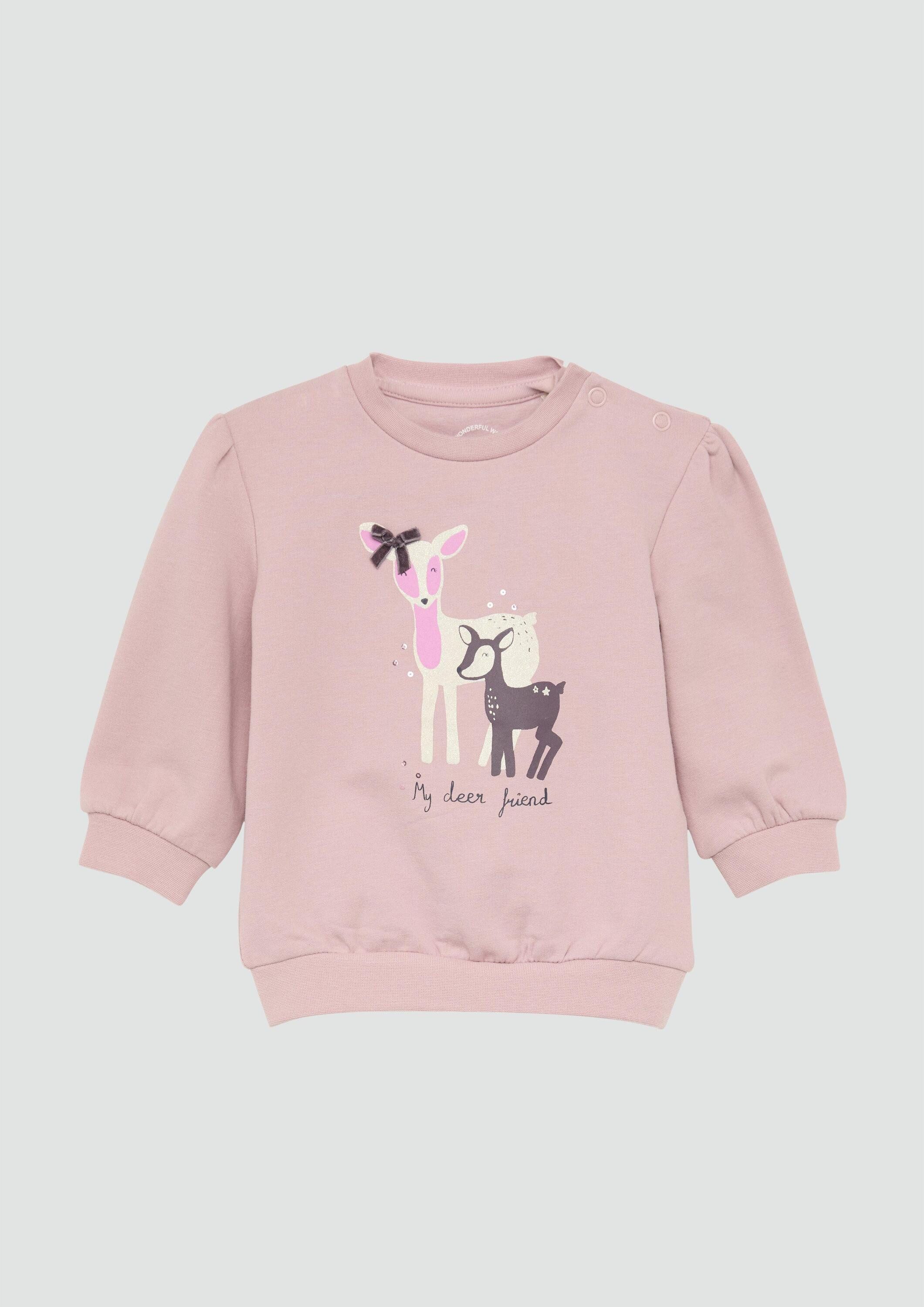 s.Oliver Sweatshirt Sweatshirt Kuscheliges Sweatshirt mit Glitzer-Art-Print