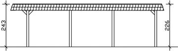 Skanholz Einzelcarport Wendland, BxT: 362x870 cm, 206 cm Einfahrtshöhe, 362x870cm mit EPDM-Dach, rote Blende