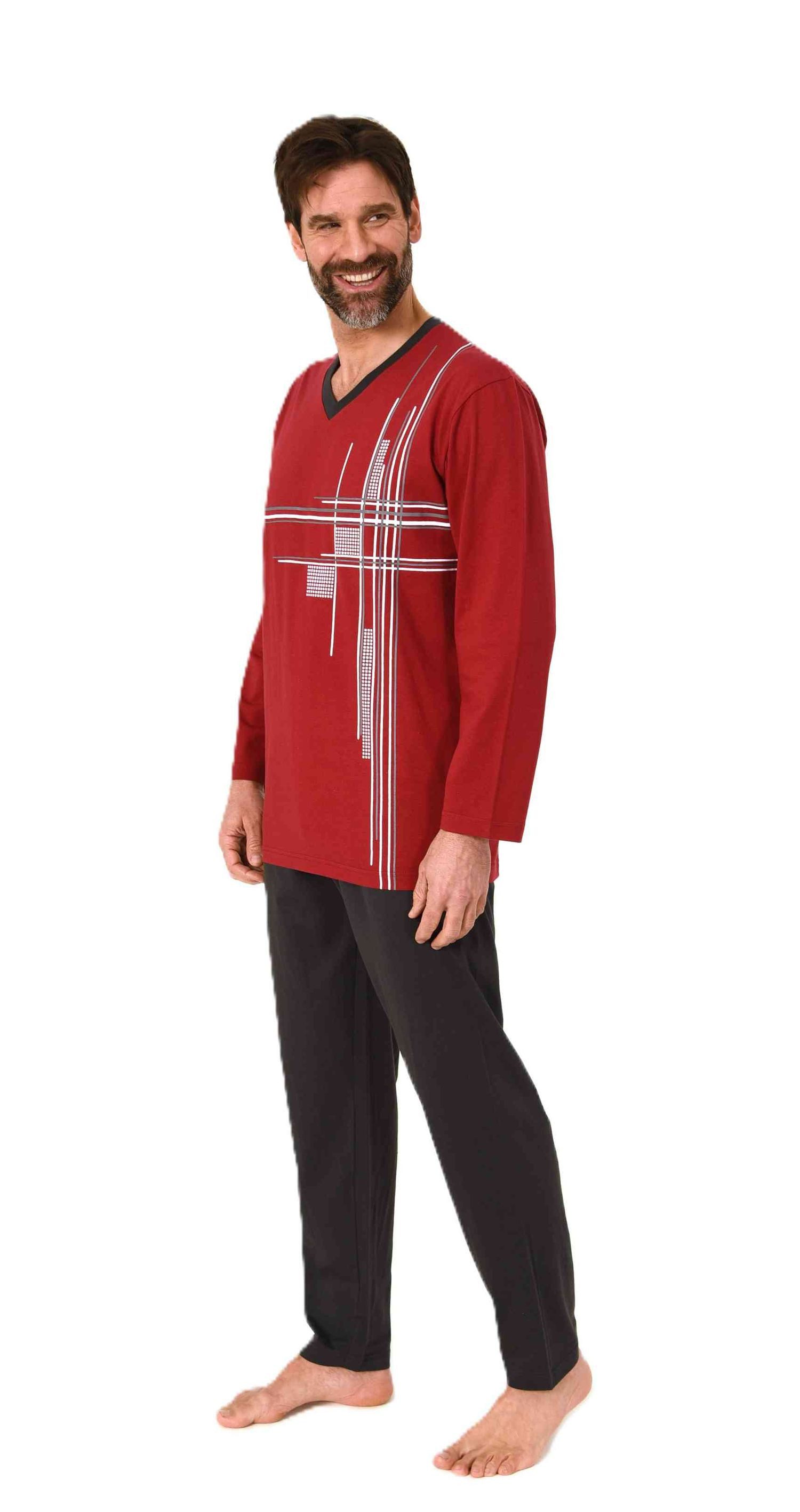 Normann Pyjama Normann Herren langarm Schlafanzug Pyjama mit eleganten Fron günstig online kaufen