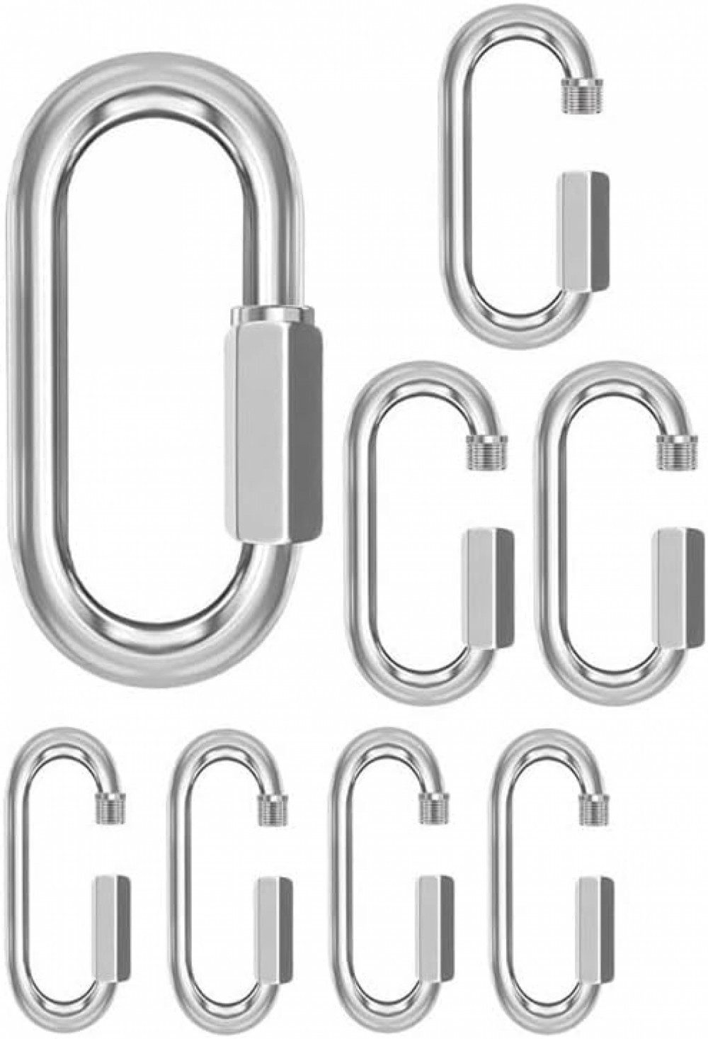 Karabiner 8 Stück Schraubkarabiner Edelstahl Karabinerhaken für Outdoor