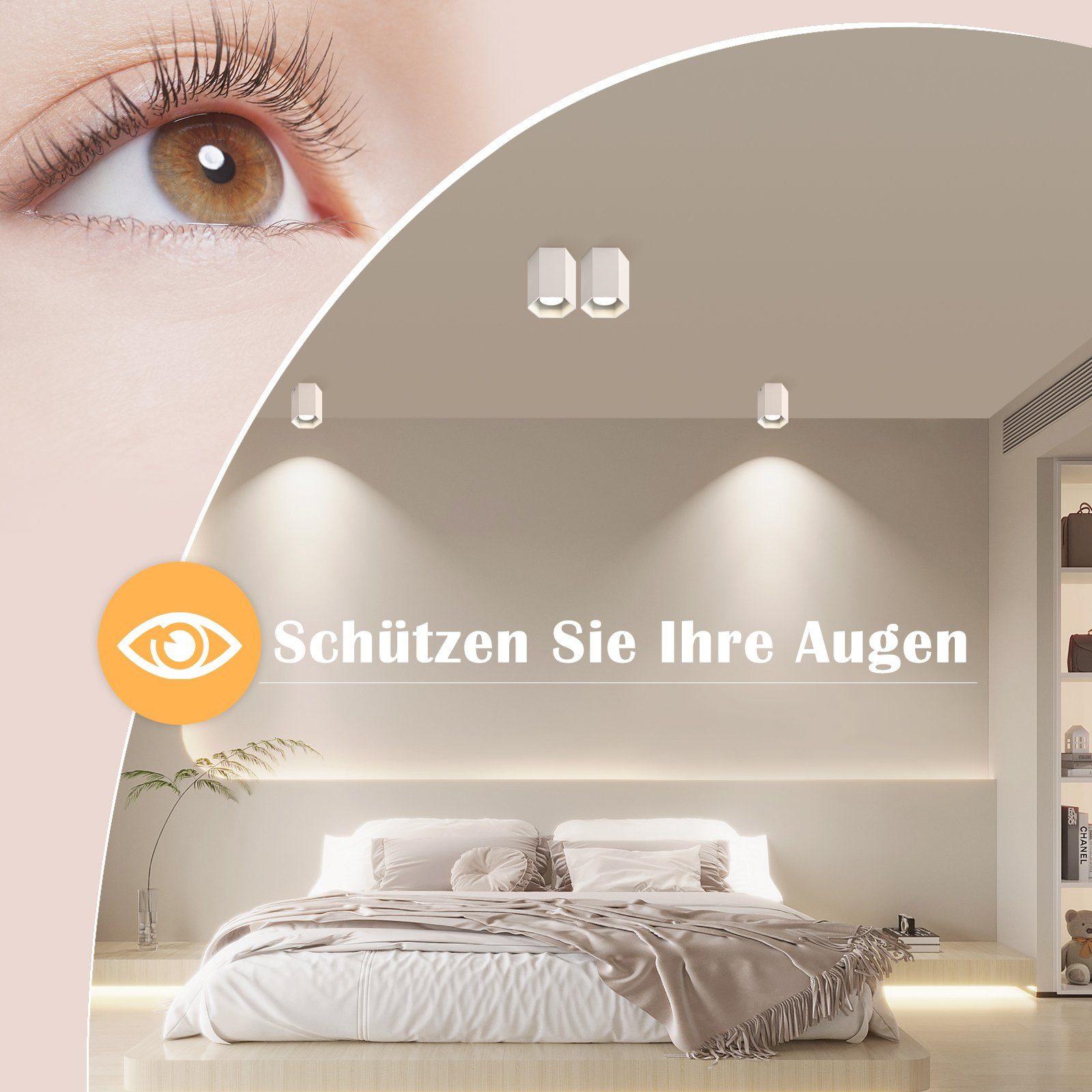 1 Aufbauleuchte LED Aufbauspot Rund Deckenspots Spotleuchte LED Deckenstrahler für Wohnzimmer, ohne Leuchtmittel, Flammig, Weiß Deckenleuchte GU10 ZMH Küche ZMH