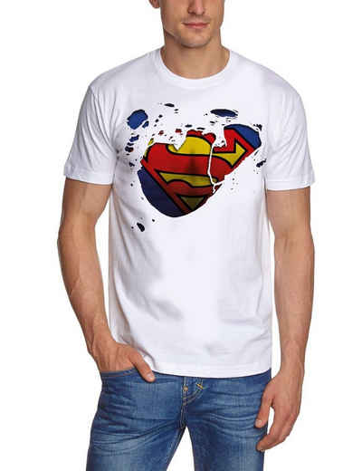 Superman T-Shirt »Superman T-Shirt weiß und blau Jugendliche + Erwachsene Gr. S M L«