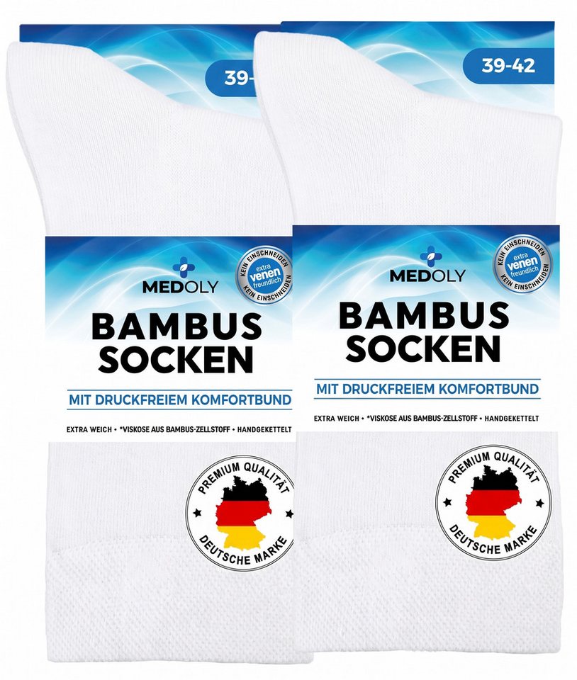 MEDOLY Basicsocken Bambussocken gegen Schweißfüße, ohne Bund, mit 72% Viskose (6 Paar) aus Bambus-Zellstoff, ohne störende Naht