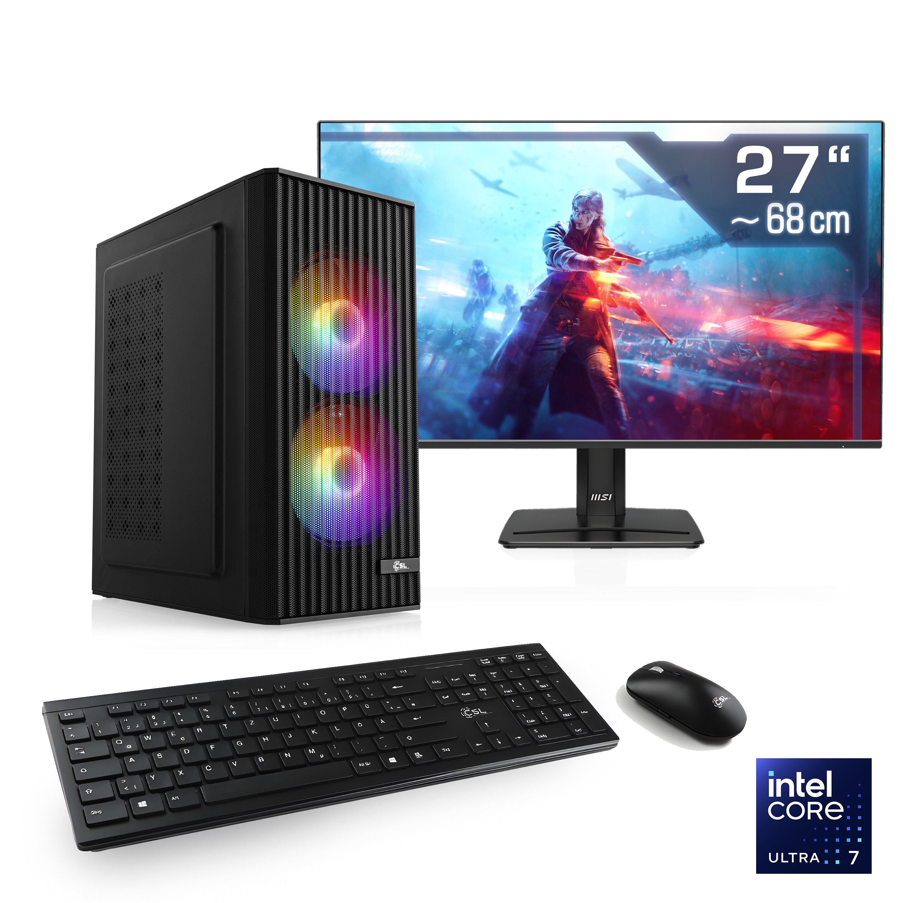 CSL Spectrum V25259 Gaming-PC-Komplettsystem (27", Intel® 265KF, GeForce RTX 5060, 32 GB RAM, 1000 GB SSD)