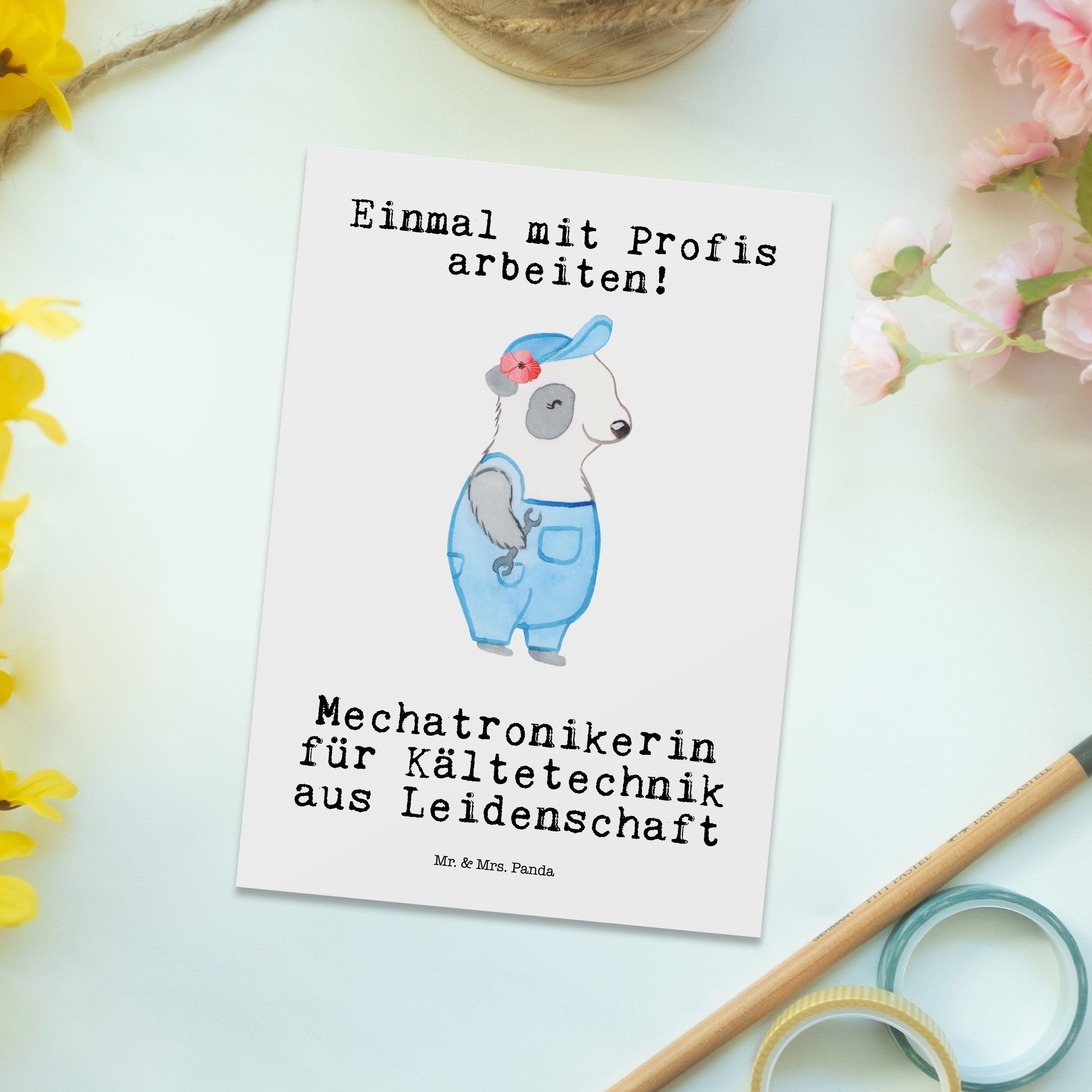 Mr. Postkarte - Mechatronikerin Kältetechnik für & - Leidenschaft Panda Weiß aus Geschenk Mrs.