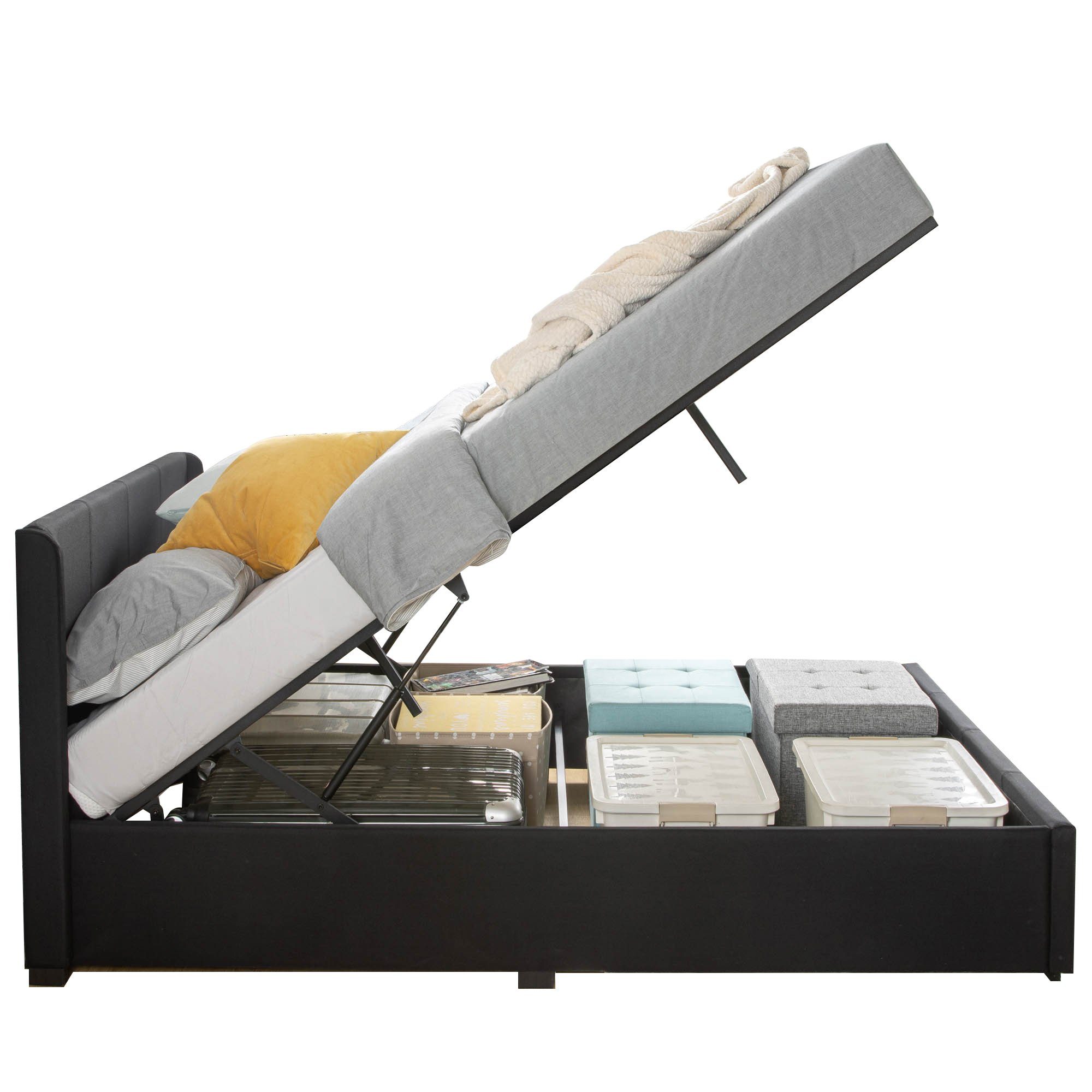 ZINUS Stauraumbett Maddon mit gepolstertem Kopfteil, 180x200 (Packung, 1-tl günstig online kaufen