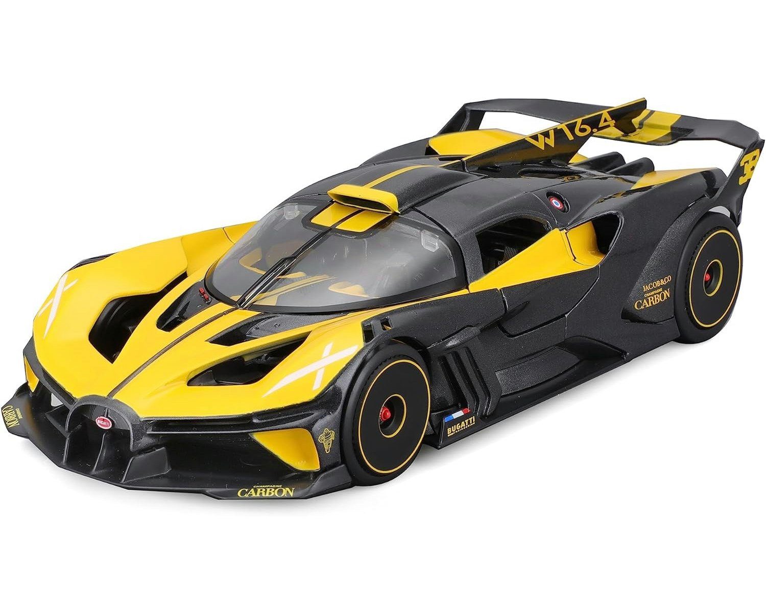 Maisto® Modellauto Bugatti Bolide (gelb), Maßstab 1:24, detailliertes Modell