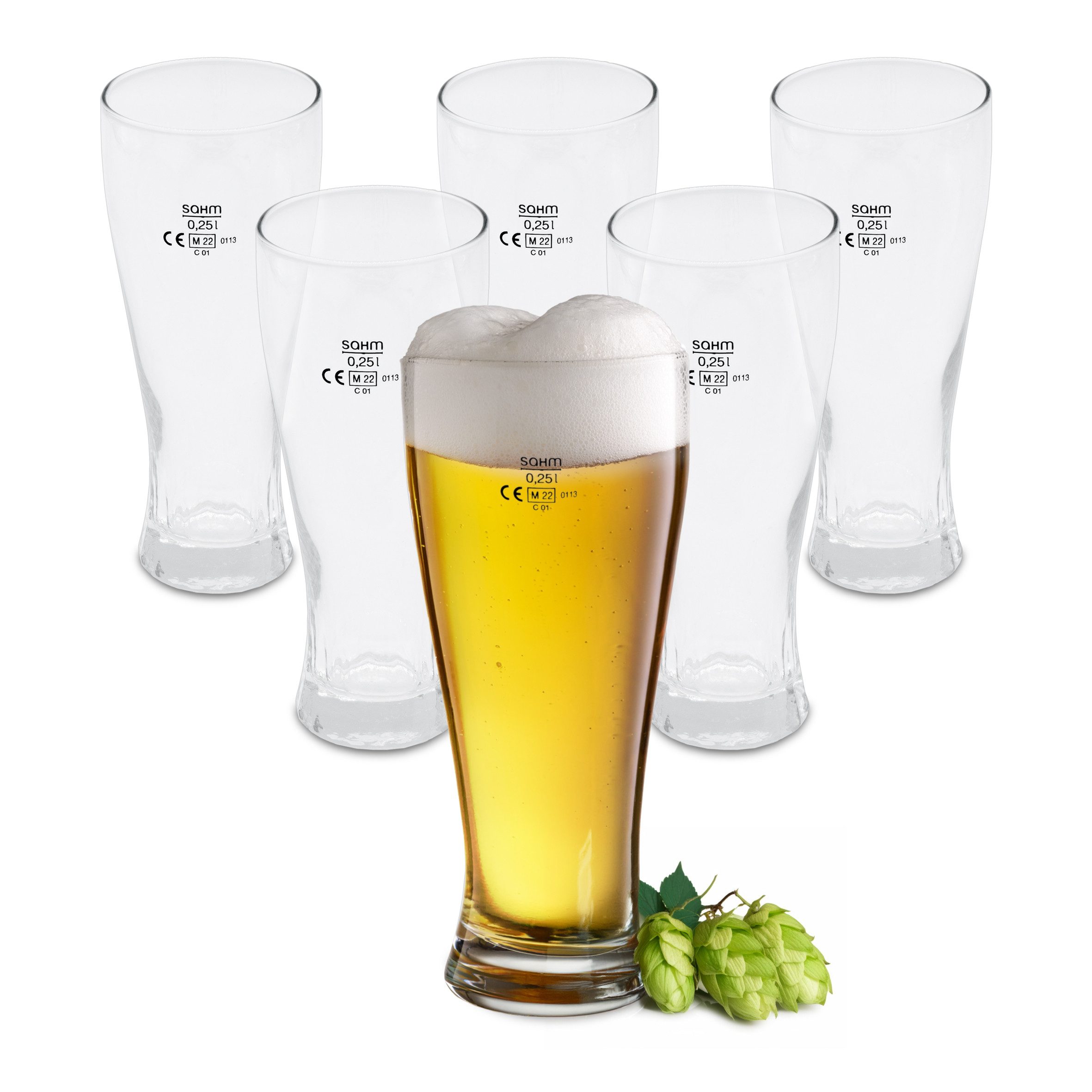 Bierglas Bierglas 250 ml aus Klarglas - 6er Set