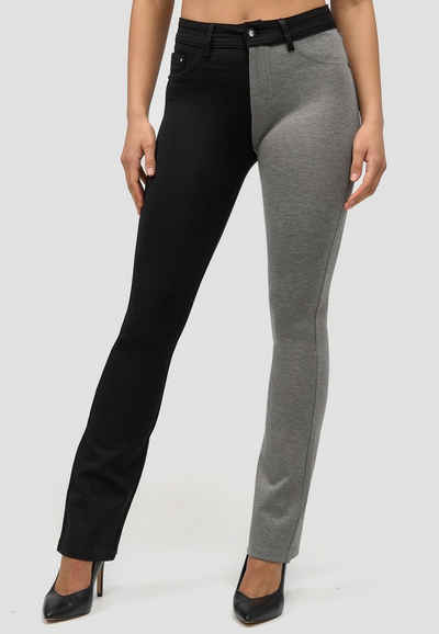 Egomaxx Stoffhose Flared Stretch Jeggings High Waist Stoff Jeans Hose Two-Face (1-tlg) 4003 in Grau