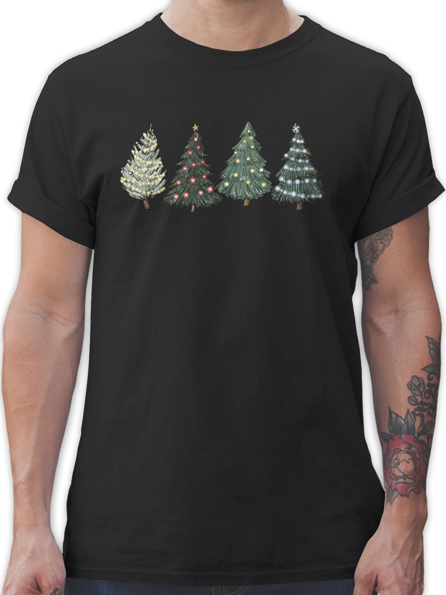 Shirtracer T-Shirt Weihnachtsbäume - Weihachten Kleidung - Herren Premium T-Shirt weihnachtsoutfit mann - weihnachtsshirts - männer weihnachts tshirt 01 Schwarz