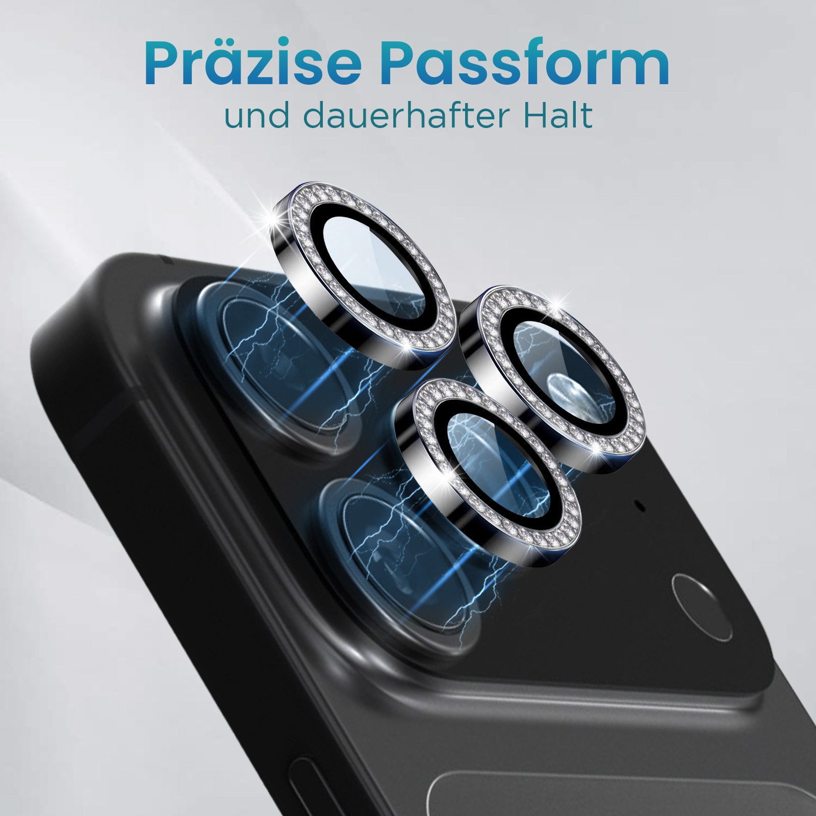 Tec-Expert Kameraschutzglas 9H Kameraglas Set in Schwarz mit Schmuckstein für Apple iPhone 17 Pro für Apple iPhone 17 Pro, Linsenschutzglas Set, 1 Stück, Kamera – Bild 2 von 5