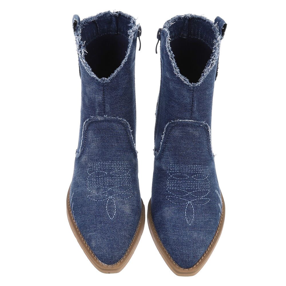 Ital-Design Damen Cowboyboots Western Westernstiefelette (88843804) Blockabsatz Stiefeletten in Blau