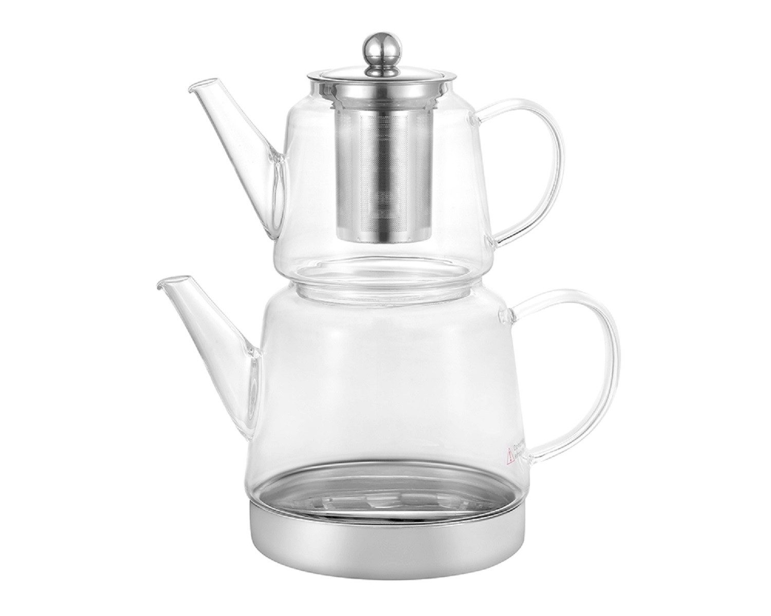Schäfer Elektronik Caydanlik-Teekanne Hochwertiges Teekannen-Set aus Glas 600 ml / 1,5 Liter