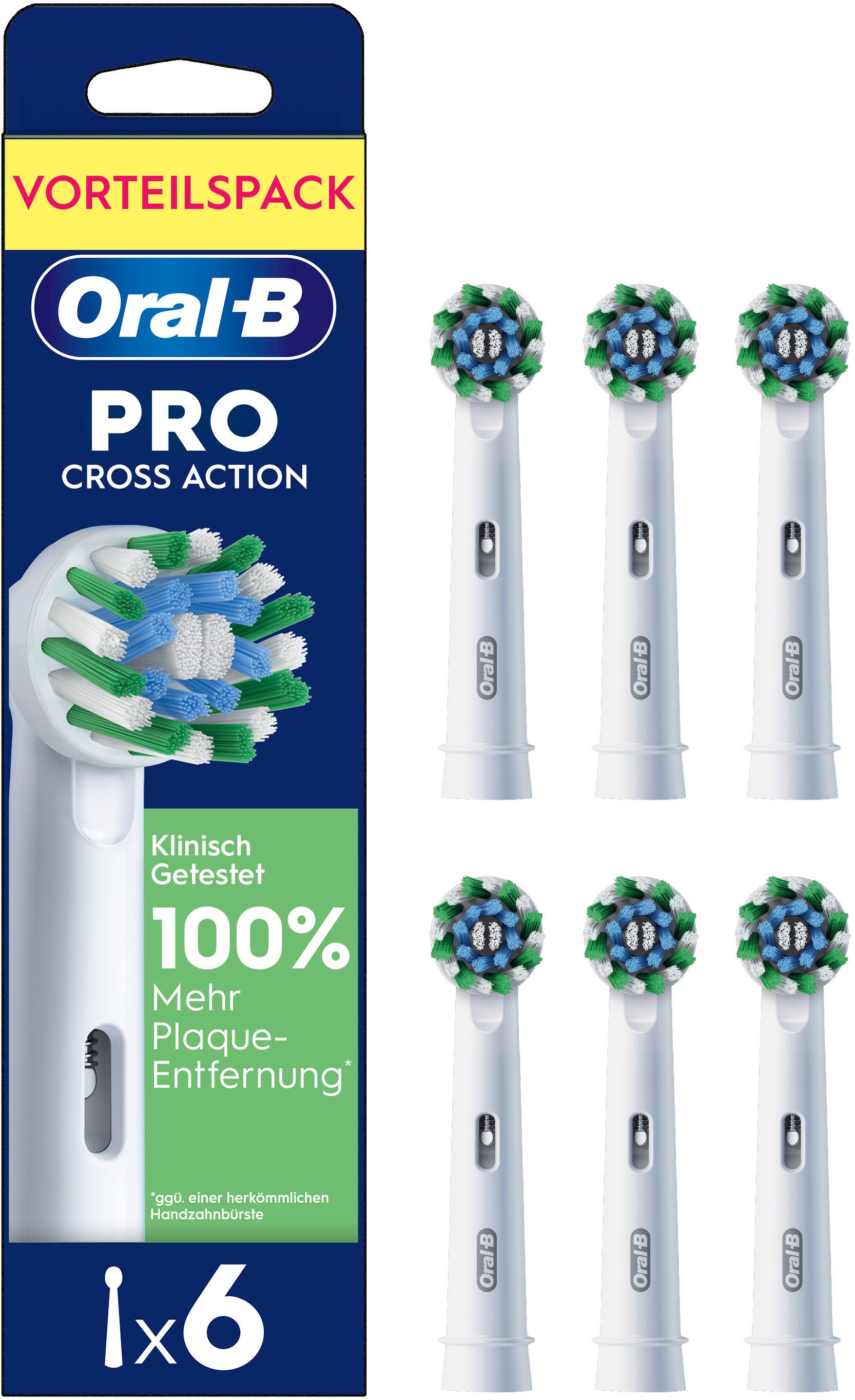 Oral-B Aufsteckbürsten Pro CrossAction, Zahnreinigung mit innovativen X-förmigen Borsten
