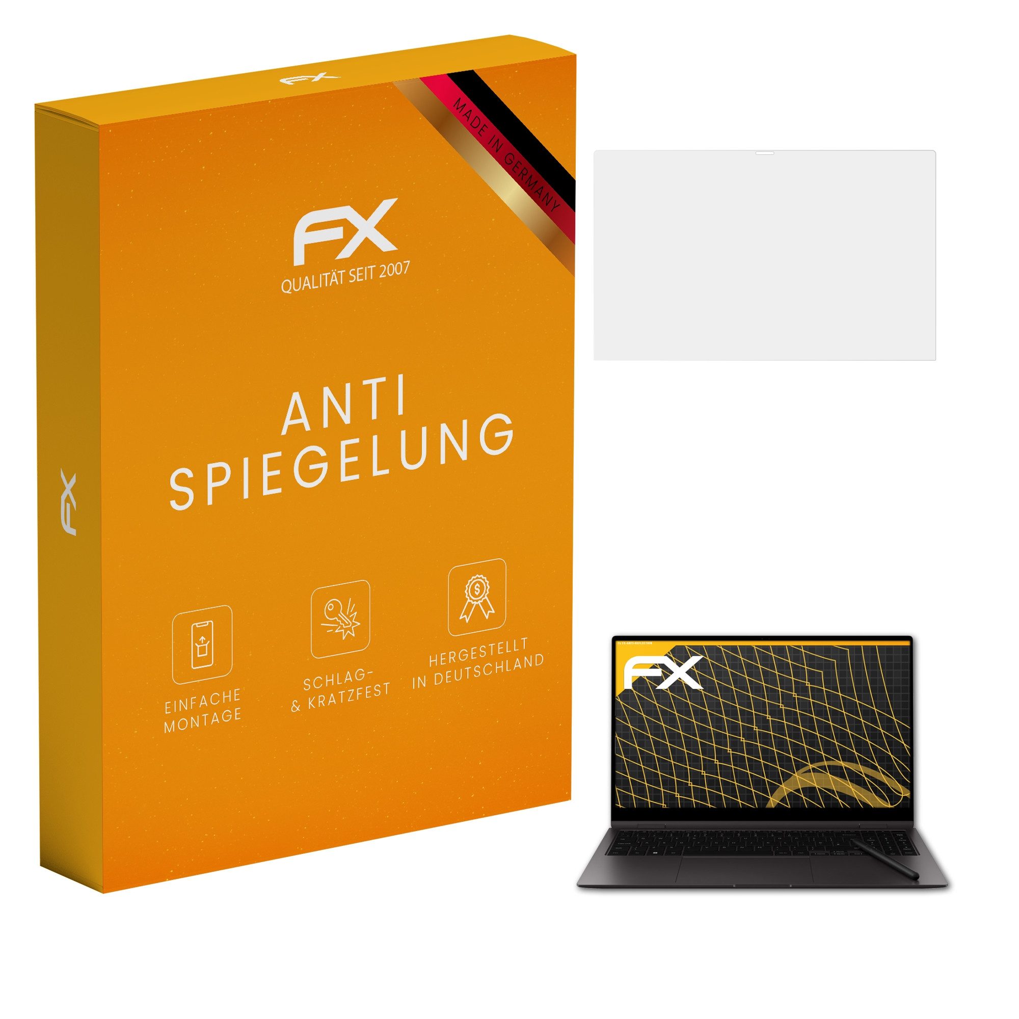 atFoliX Schutzfolie für Samsung Galaxy Book2 Pro 360 15.6 Inch, (2 Folien), Entspiegelnd und stoßdämpfend