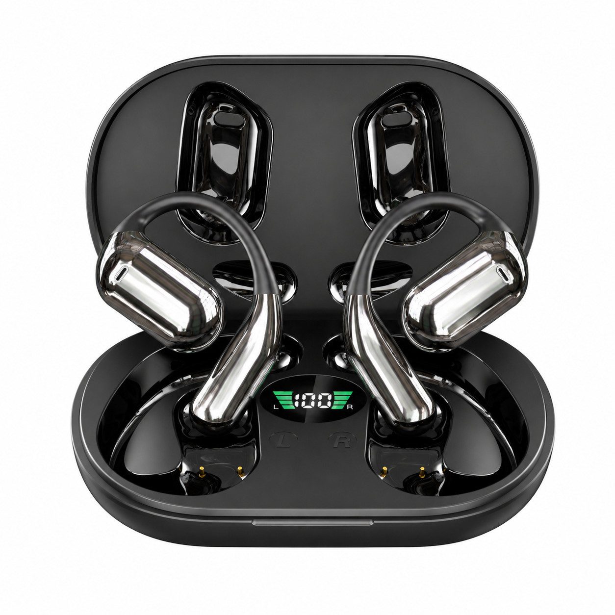 Fyrove Open-Ear-Kopfhörer mit Ohrbügel, Bluetooth 6.0 Sportkopfhörer kabellos Bluetooth-Kopfhörer (HiFi Stereo, ANC, 4-Mikrofon-ENC, 60 Std. Laufzeit, IPX7, 14,2-mm-Treiber)