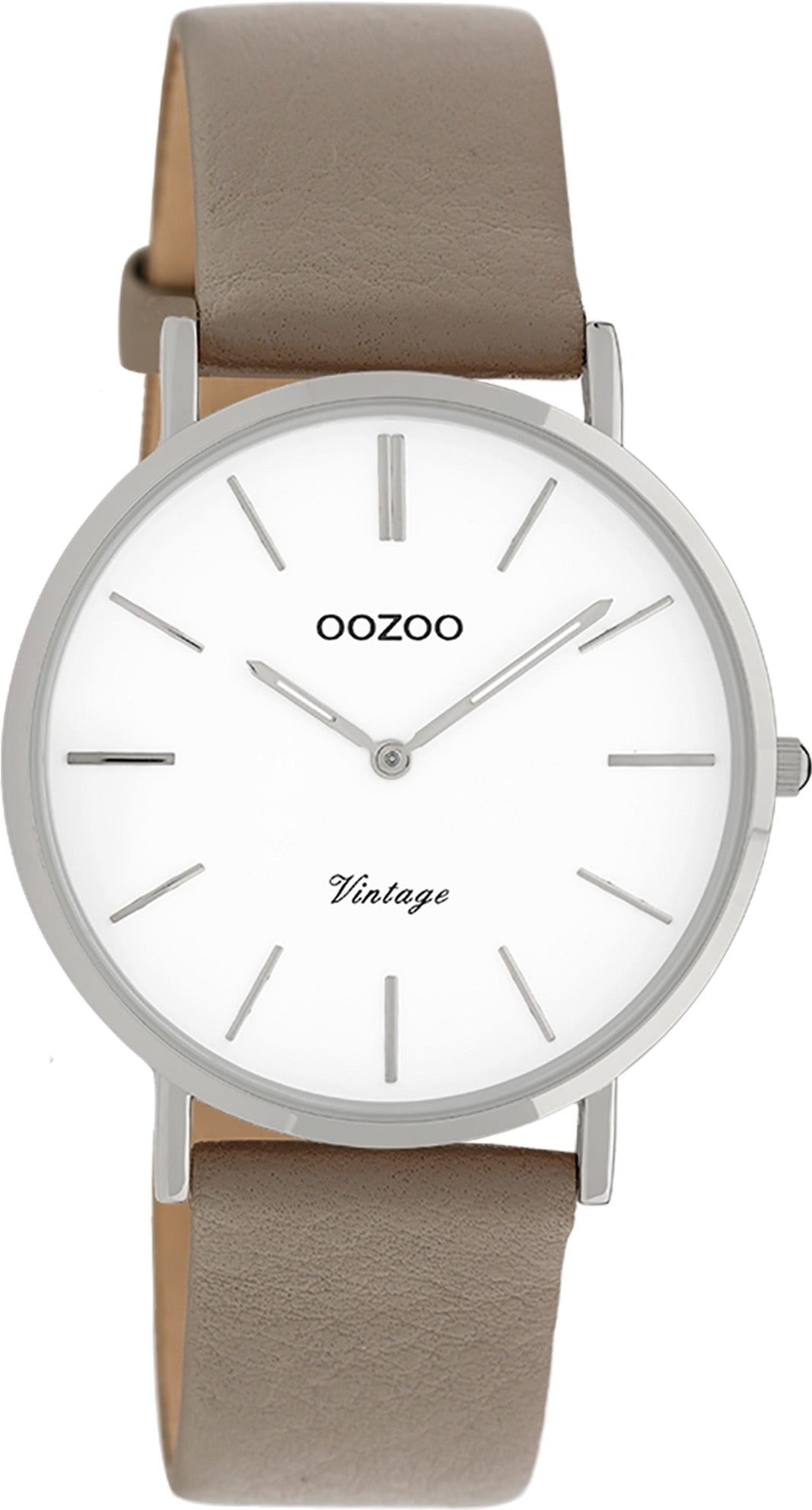 OOZOO Quarzuhr Oozoo Damen Armbanduhr Vintage Series, (Analoguhr), Damenuhr rund, mittel (ca. 36mm) Lederarmband taupe, braun