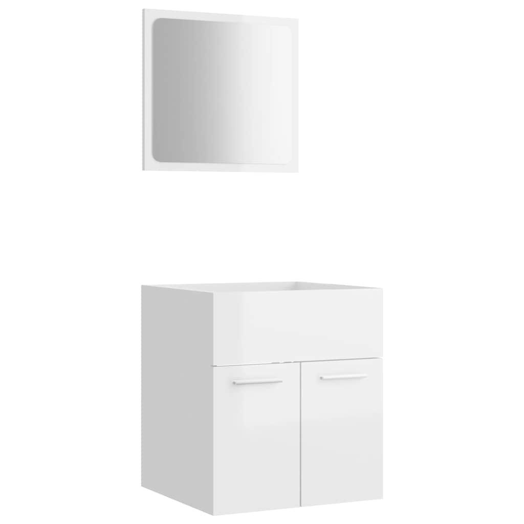 Badezimmer-Set 2-tlg. Badmöbel-Set Hochglanz-Weiß Holzwerkstoff