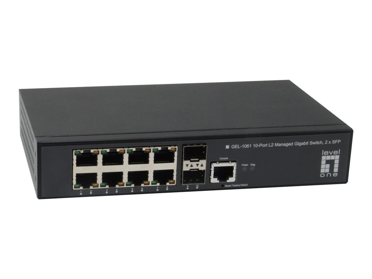 LEVEL ONE Switch LevelOne 10-Port L2 2x SFP GEL-1061 Netzwerk-Switch