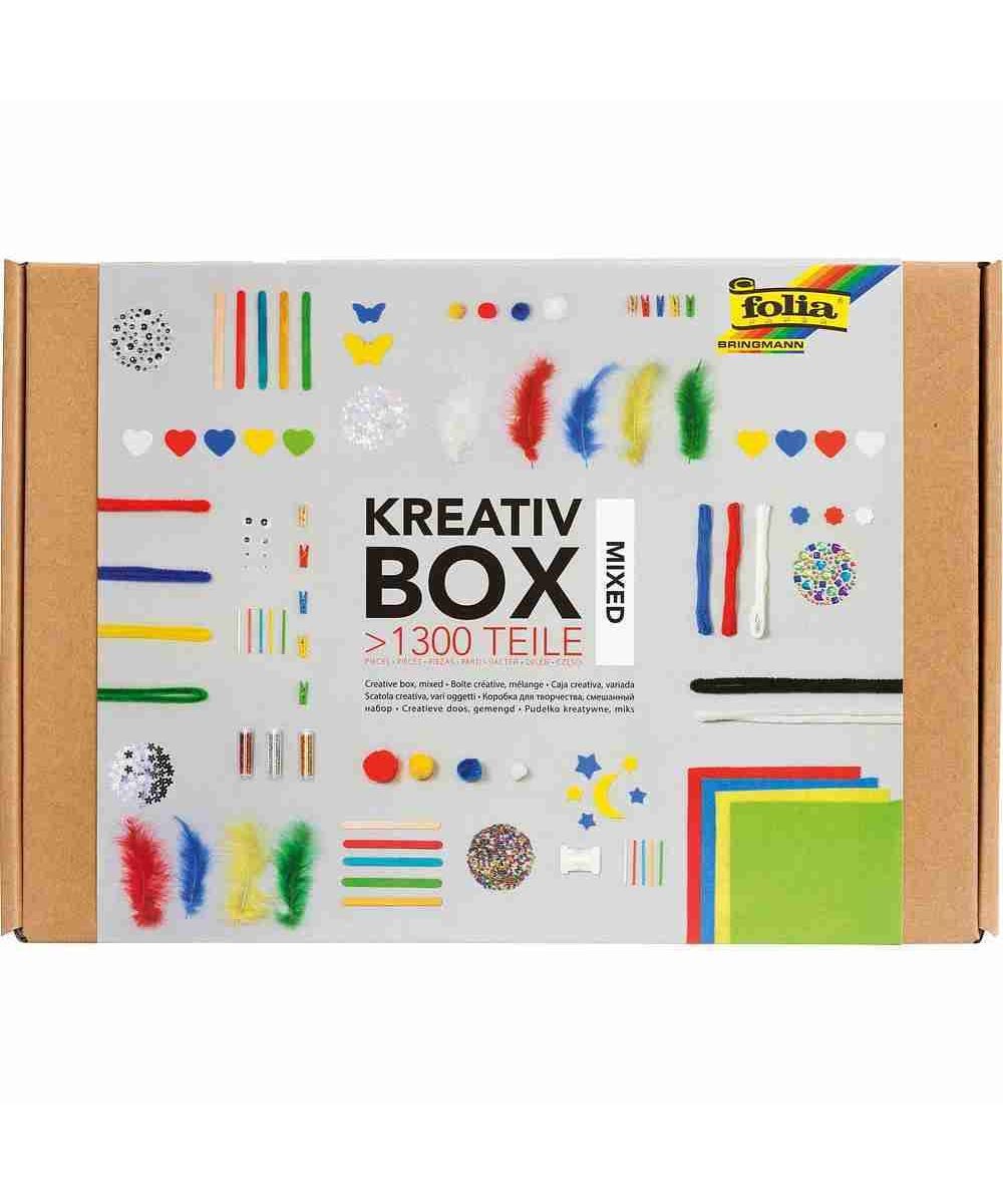 Folia Kreativset folia Bastelset Kreativbox mixed 1.300-tlg., (Set, 1300-tlg., Kreativbox Mixed 1.300-tlg), verschiedene Bastelmaterialien