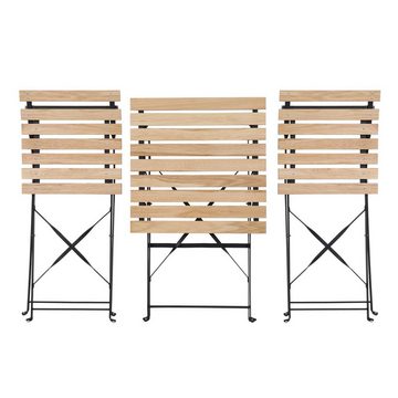 SVITA Balkonset, (Bistro-Set, 1 Tisch mit 2 Stühlen), klappbar, Metall, Holz