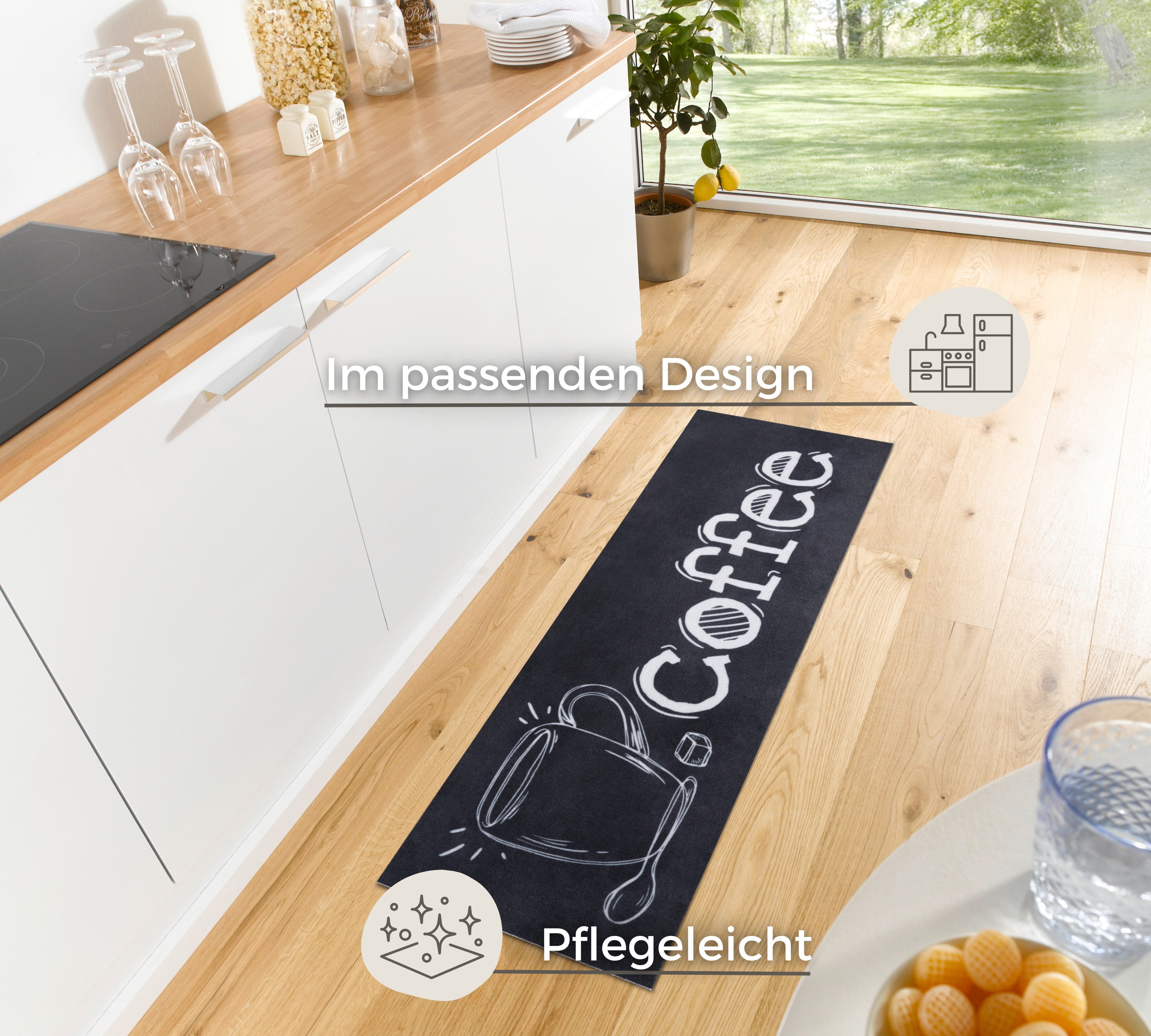 HANSE Home Küchenläufer Cup Of Coffee, rechteckig, Höhe: 3 mm, Läufer, Rutschfest, Küchenteppich, Küche, Teppich, Pflegeleicht