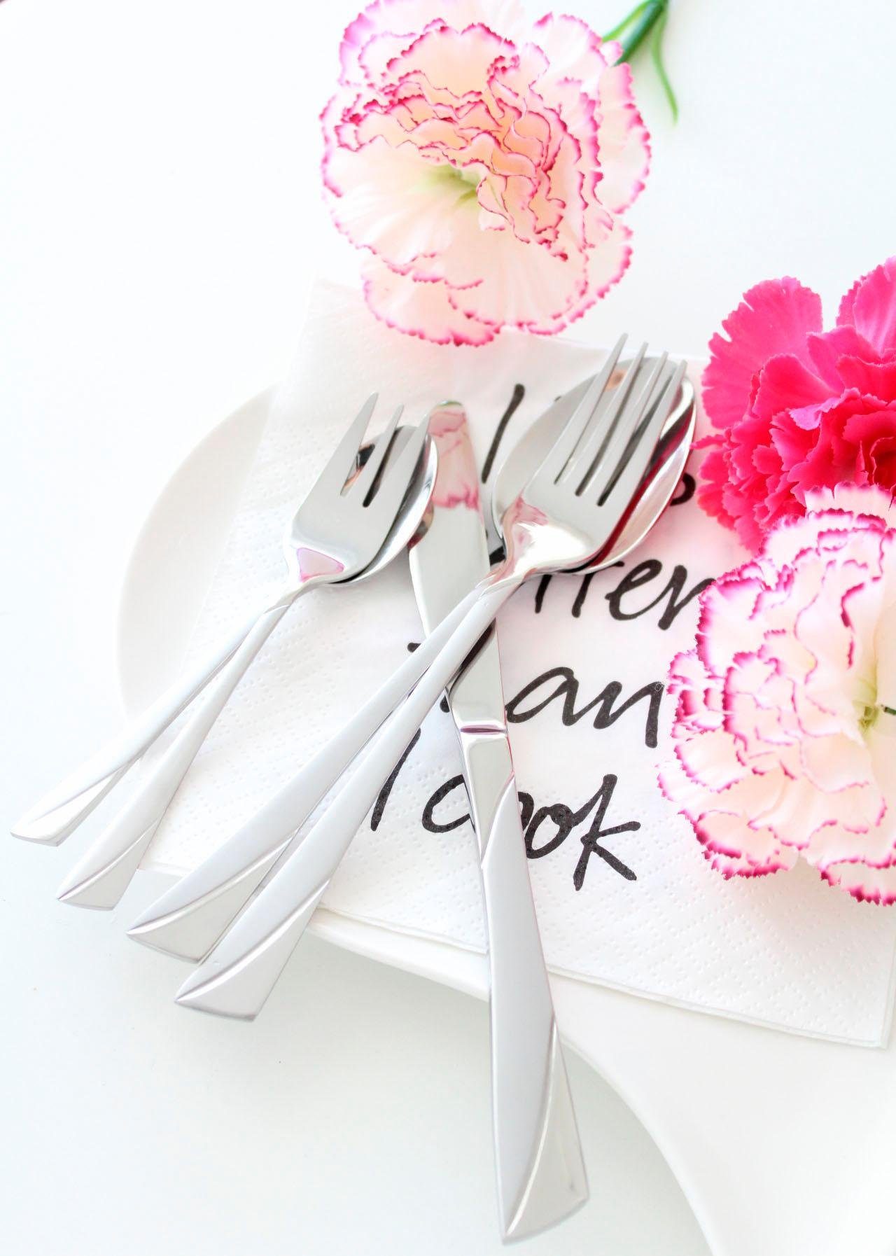 Mulex Besteck-Set Alabama (60-tlg), 12 Personen, Edelstahl 18/0, kühles Design, diagonal, leicht geschwungene Linien