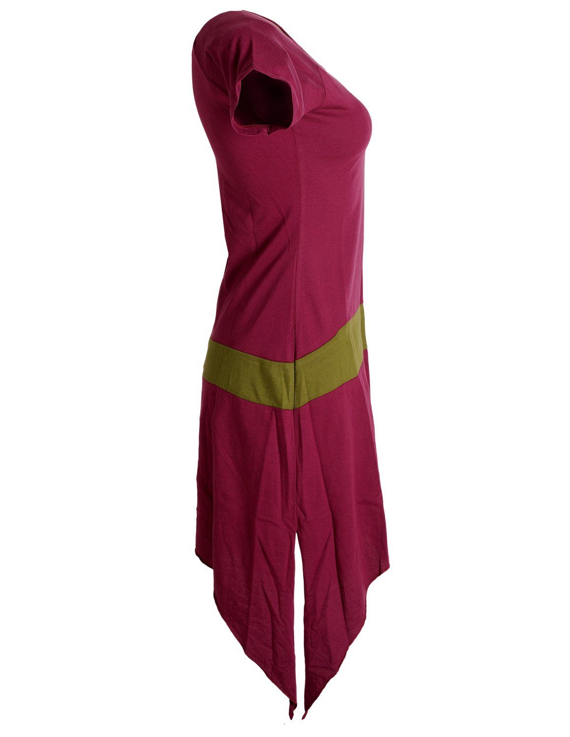 Style Longshirt, aus Einfaches Baumwolle kurzärmliges Zipfelkleid Vishes dunkelrot Sommerkleid Tunika, Hippie