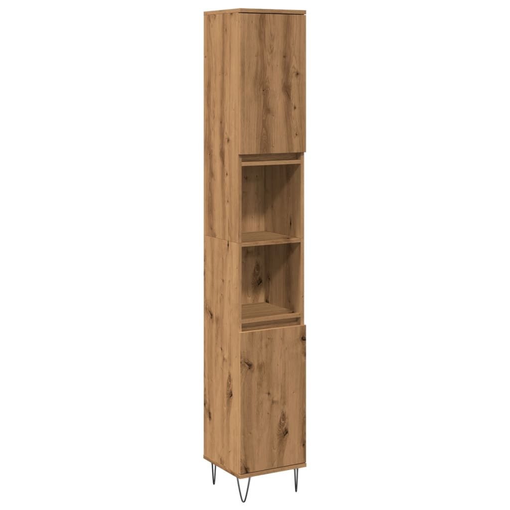 vidaXL Badezimmer-Set Badschrank Artisan-Eiche 30x30x190 cm Holzwerkstoff, (1-St)