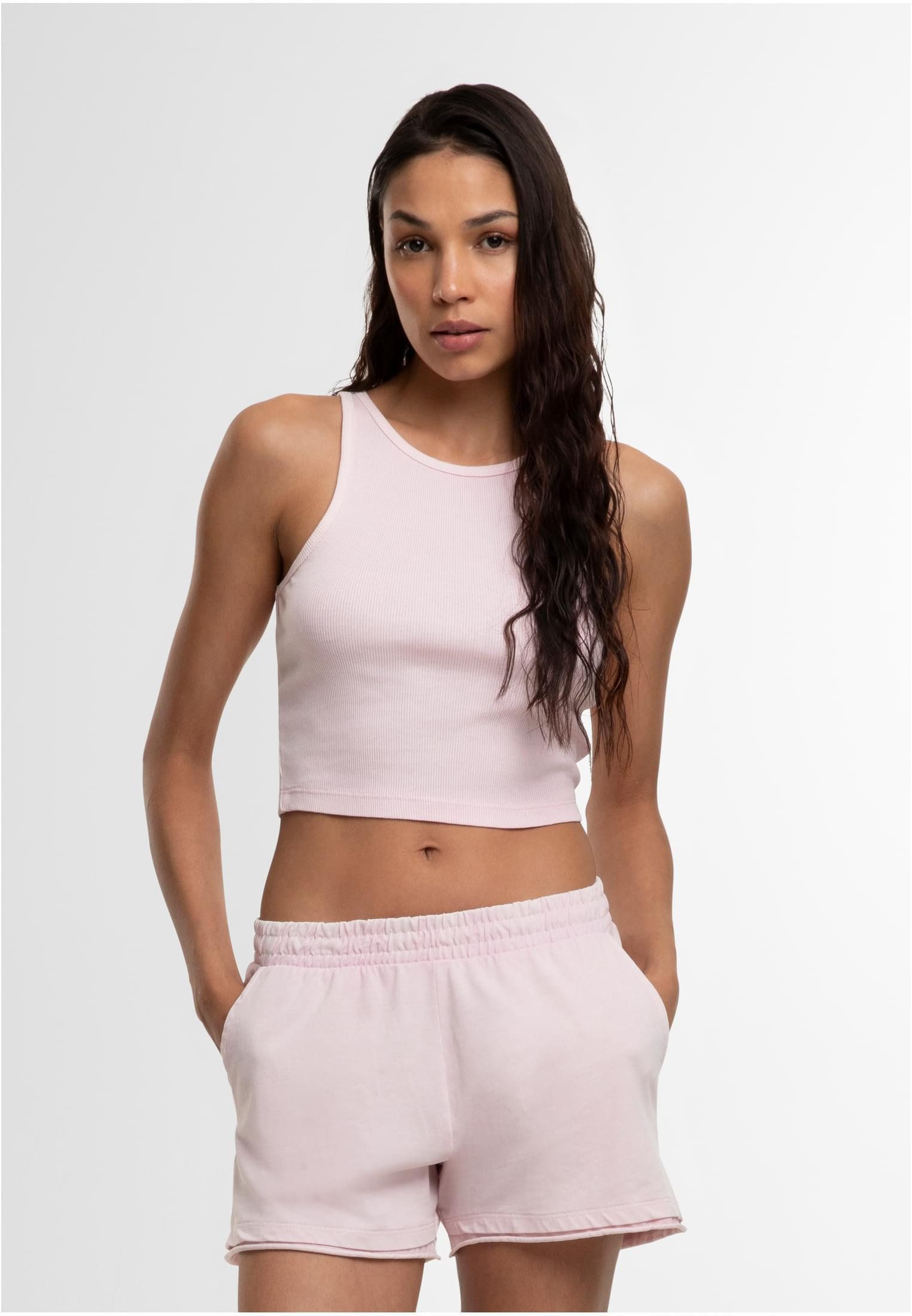 URBAN CLASSICS Tanktop Damen Washed Rib Jersey Cropped Top