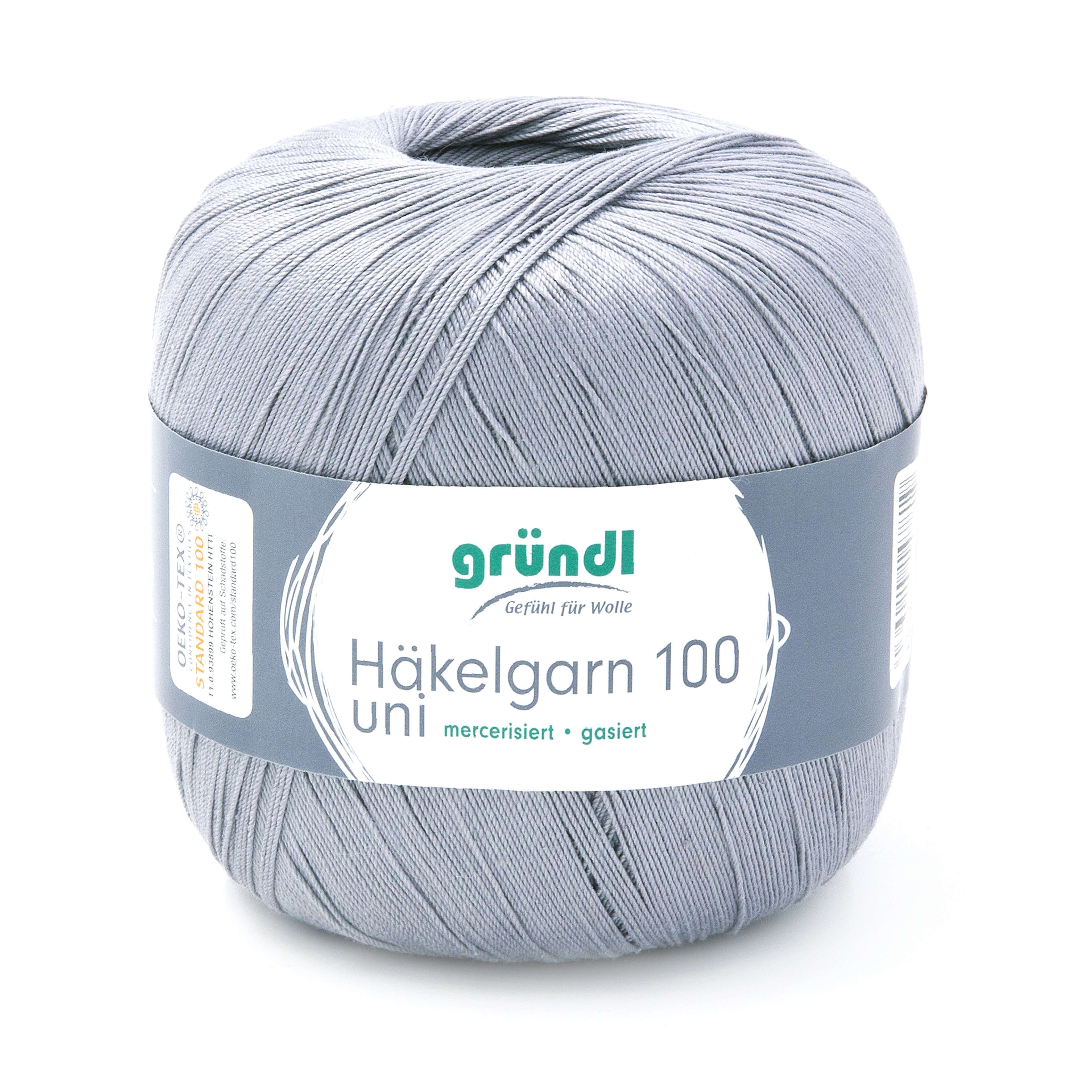 Gründl Häkelgarn 100, Baumwolle dünn zum Häkeln Handarbeiten DIY, 100g Häkelwolle, 566,00 m (Baumwollgarn, Filethäkelgarn), 60° waschbar