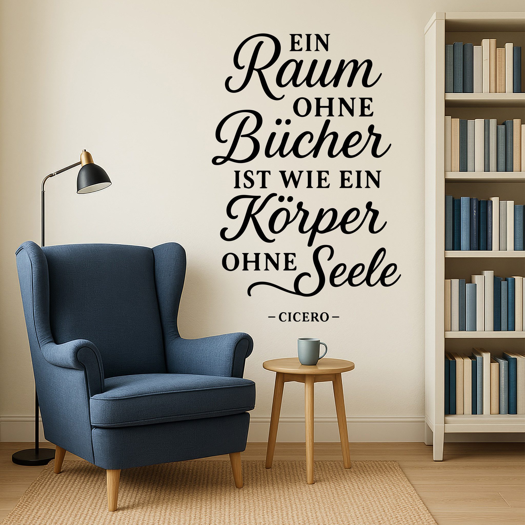 Sunnywall Wandspruch Wandtattoo Spruch Cicero Zitat Bücher & Seele für die Leseecke, selbstklebend, konturgeschnitten, rückstandslos entfernbar