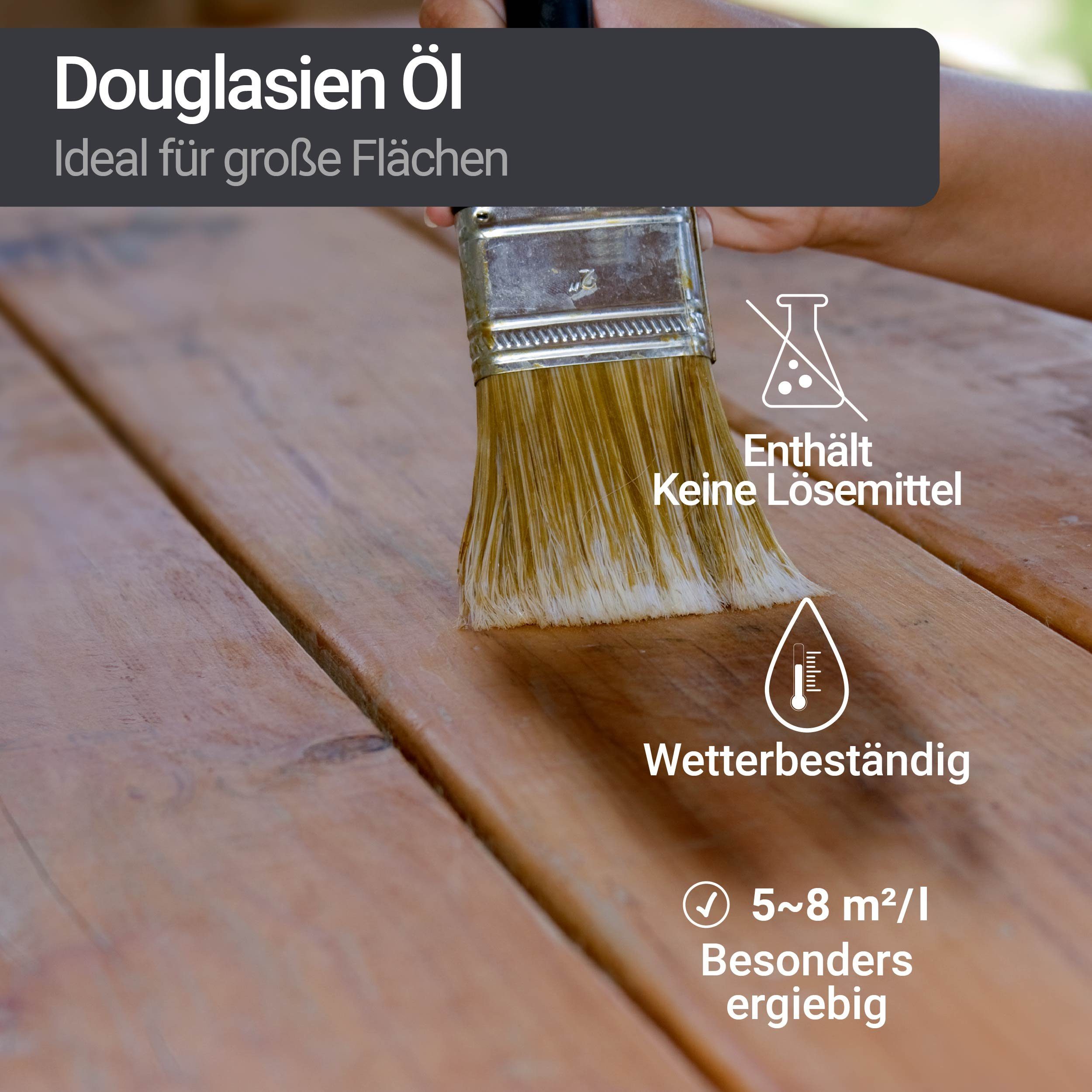 WO-WE Holzöl Douglasien Öl Holzpflegeöl W291 Hartholzöl für Innen Aussen, 0,75-10L