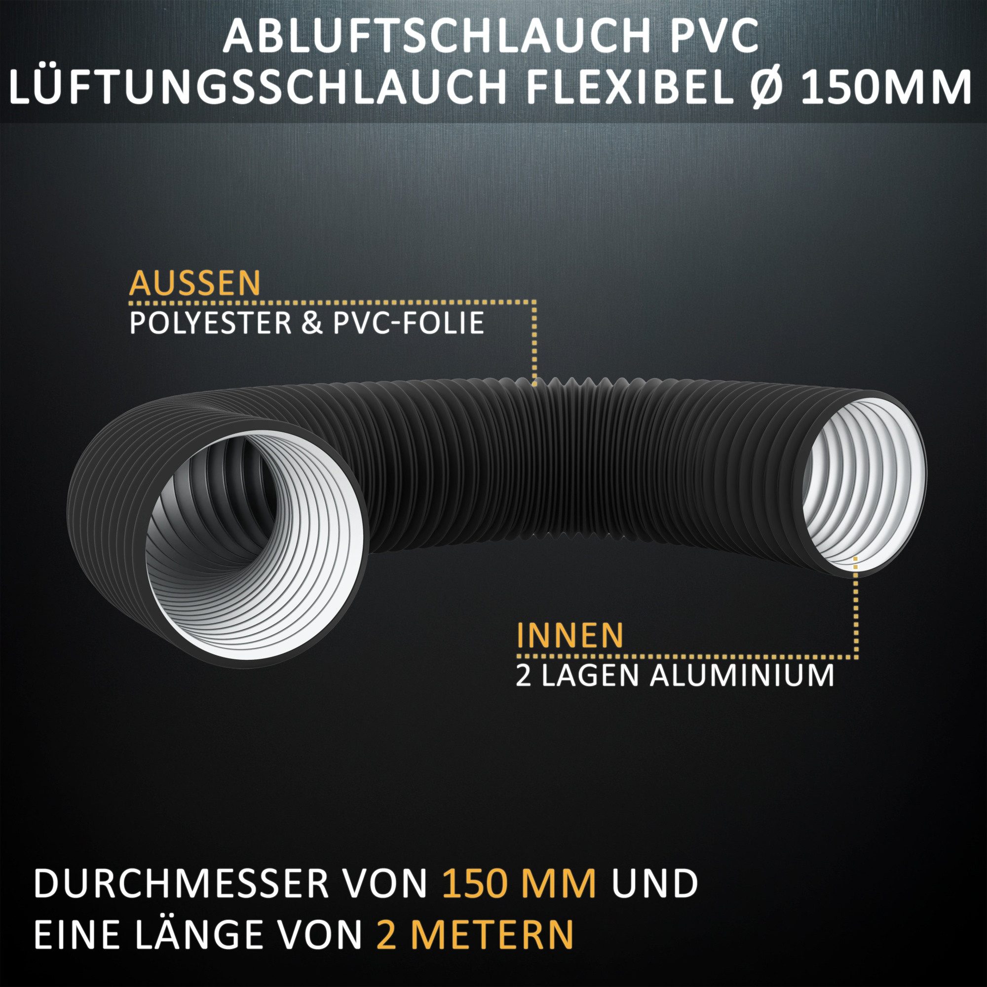 THE HOOKAH Gewächshaus Growbox Grow Ø150mm 2m Flex-LüftungsSchlauch PVC Abl günstig online kaufen