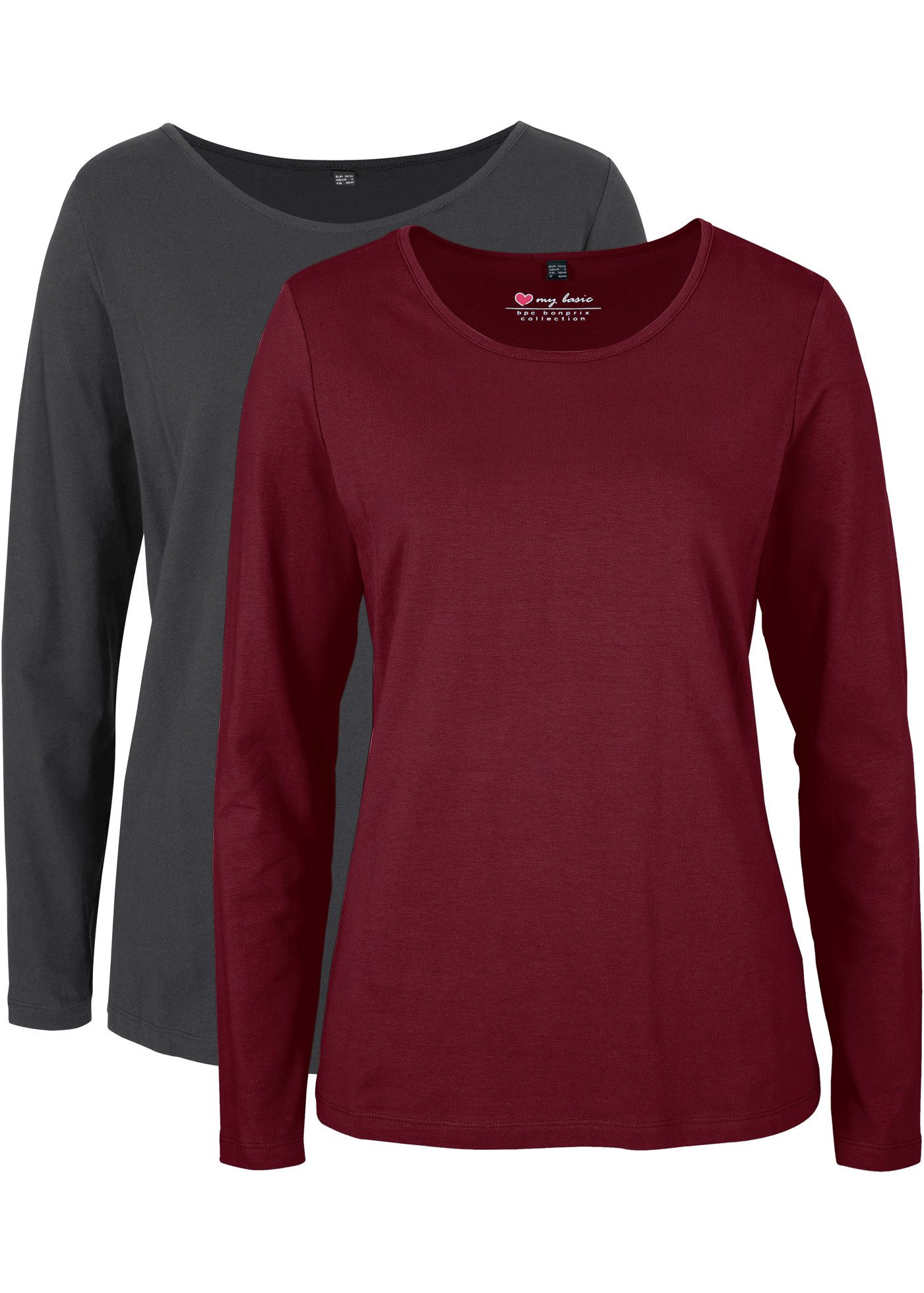 bonprix Langarmshirt (Packung, 2-tlg) im 2er Pack und mit Rundhalsausschnit günstig online kaufen