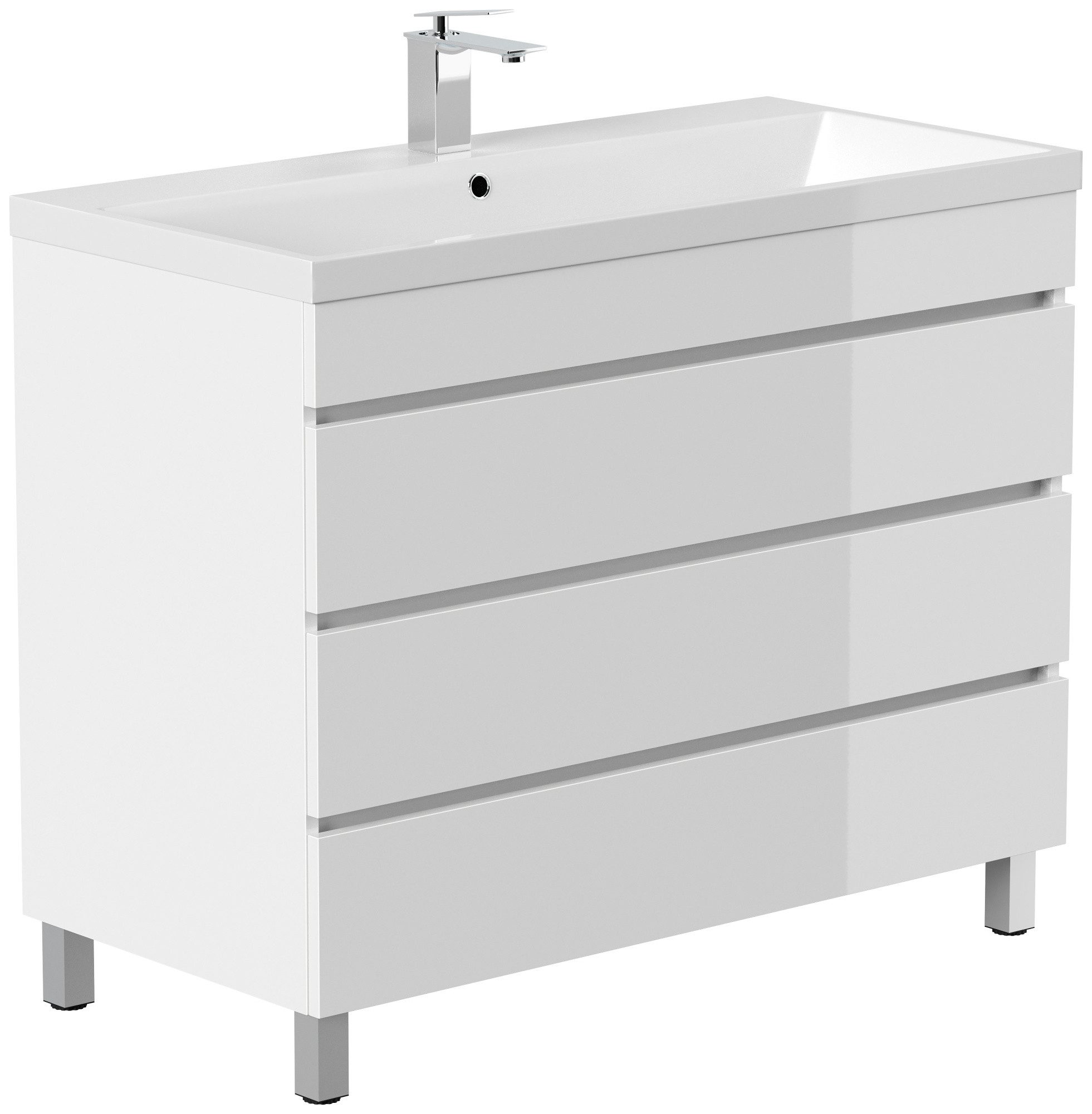 Magnolia Home Hängeschrank Stand Badmöbel Via 100 SoftClose weiss hochglanz mit drei grifflosen S