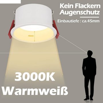 Nettlife LED Einbaustrahler 5er Set Einbaustrahler 4000K Warmweiß, IP44