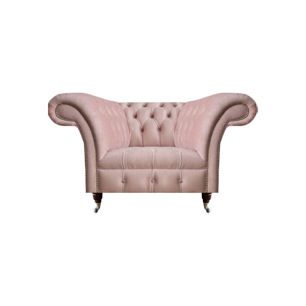 JVmoebel Chesterfield-Sessel Rosa Designer Textilsessel im Chesterfield-Stil für das Wohnzimmer (Sessel), Made in Europa