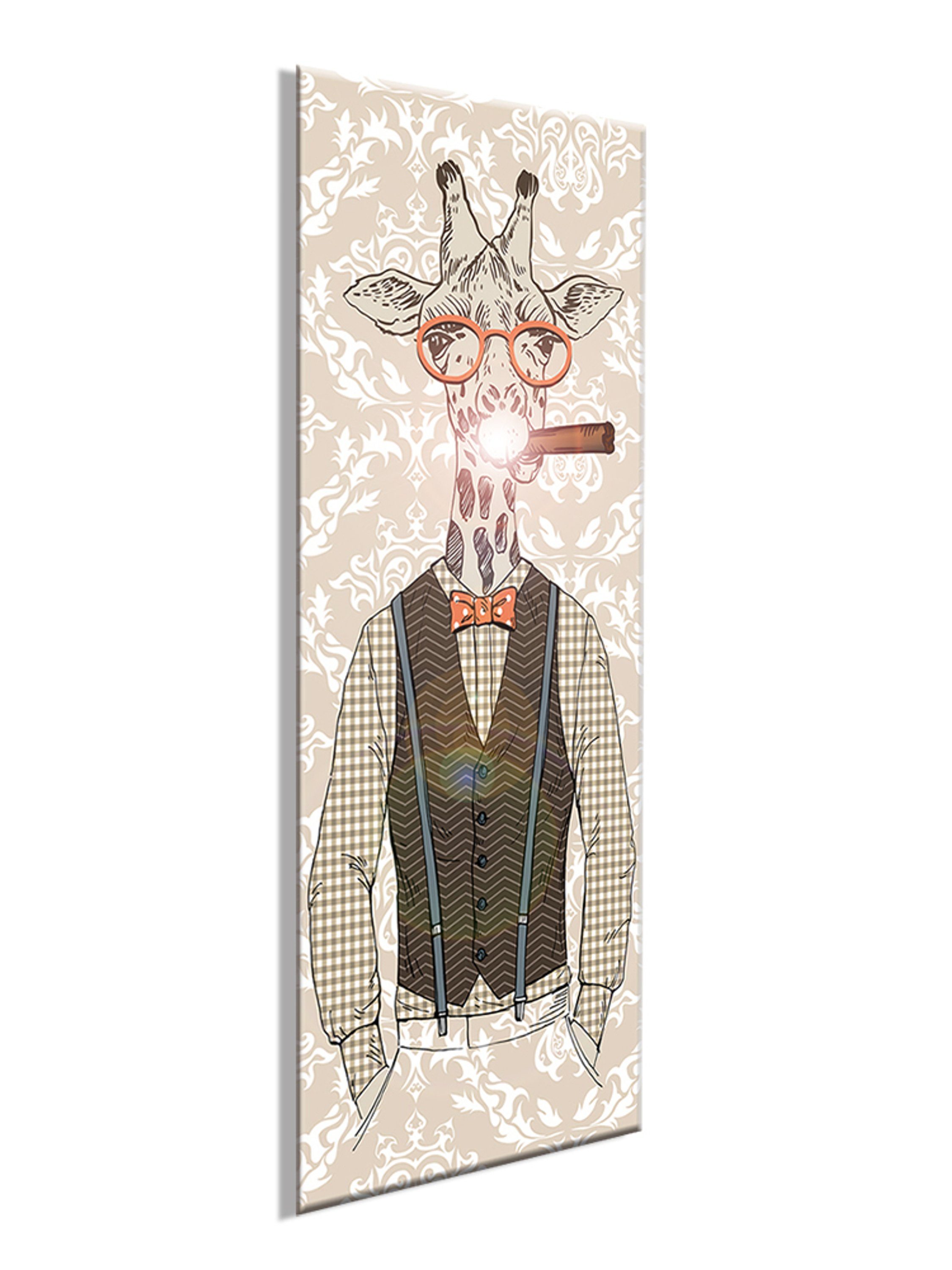 Giraffe, Style: Glas Glasbild artissimo & Glasbild 30x80cm Giraffe Hipster Fashion Büro-Bild aus Bild Hipster