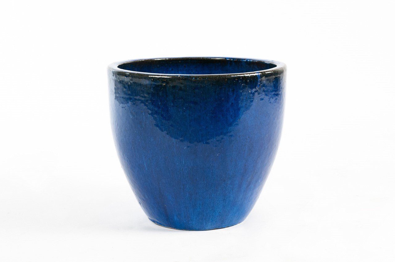 Teramico Pflanzkübel Blumentopf Keramik "EggPot" 37x34cm Blau Royal, 100% Frostfest