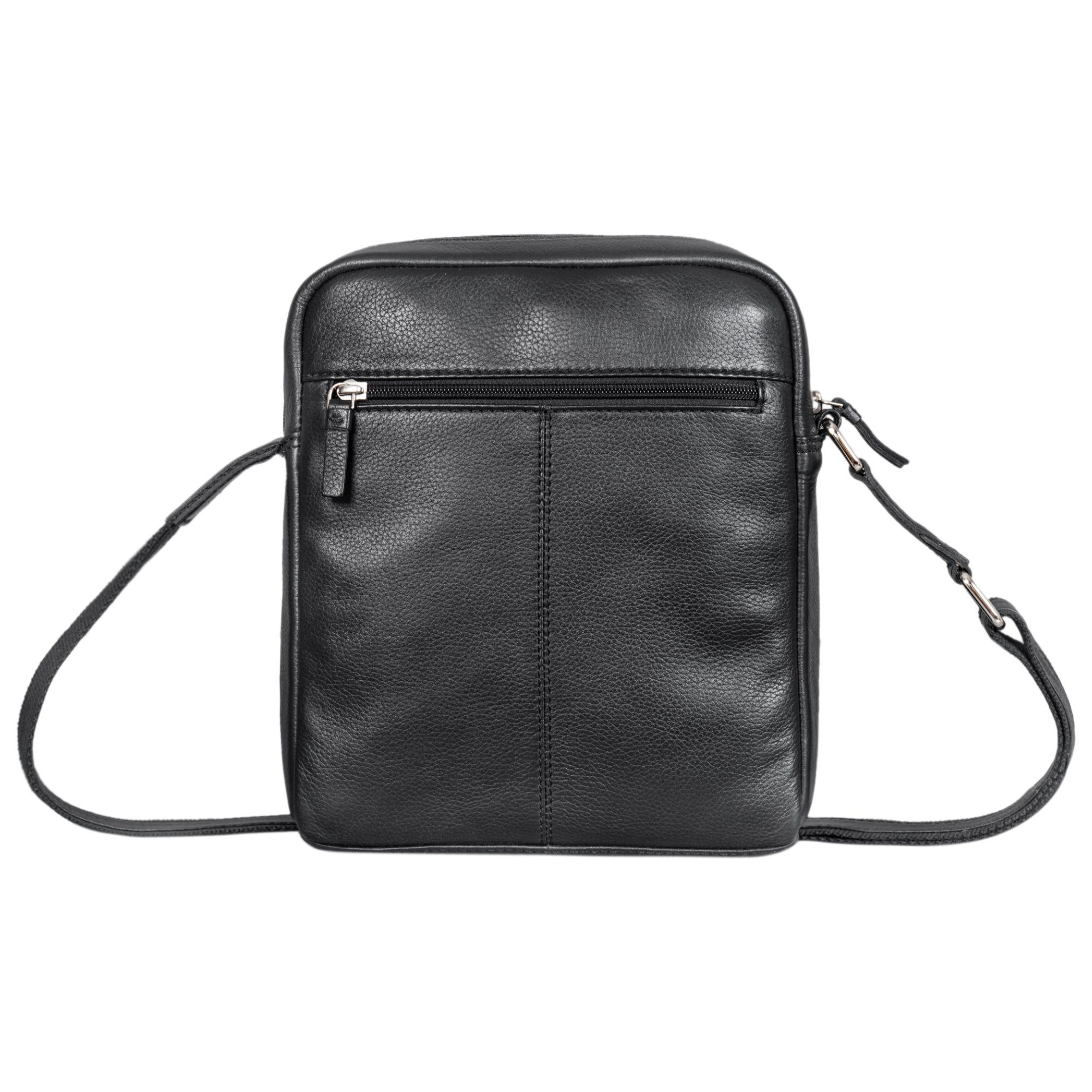 "Clint" Bag Herren klein Leder Luxuriöse Schultertasche STILORD Messenger schwarz