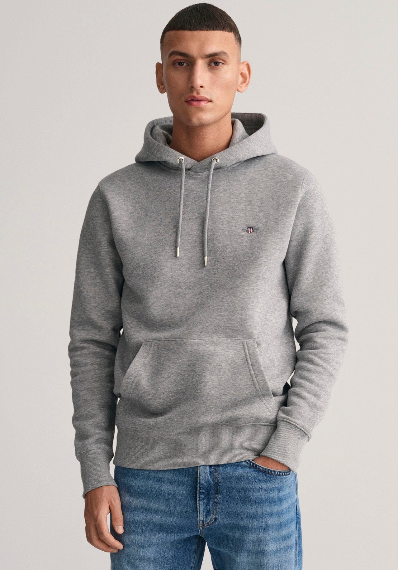 Gant Hoodie REG SHIELD HOODIE mit Logostickerei auf der Brust grey melange | 