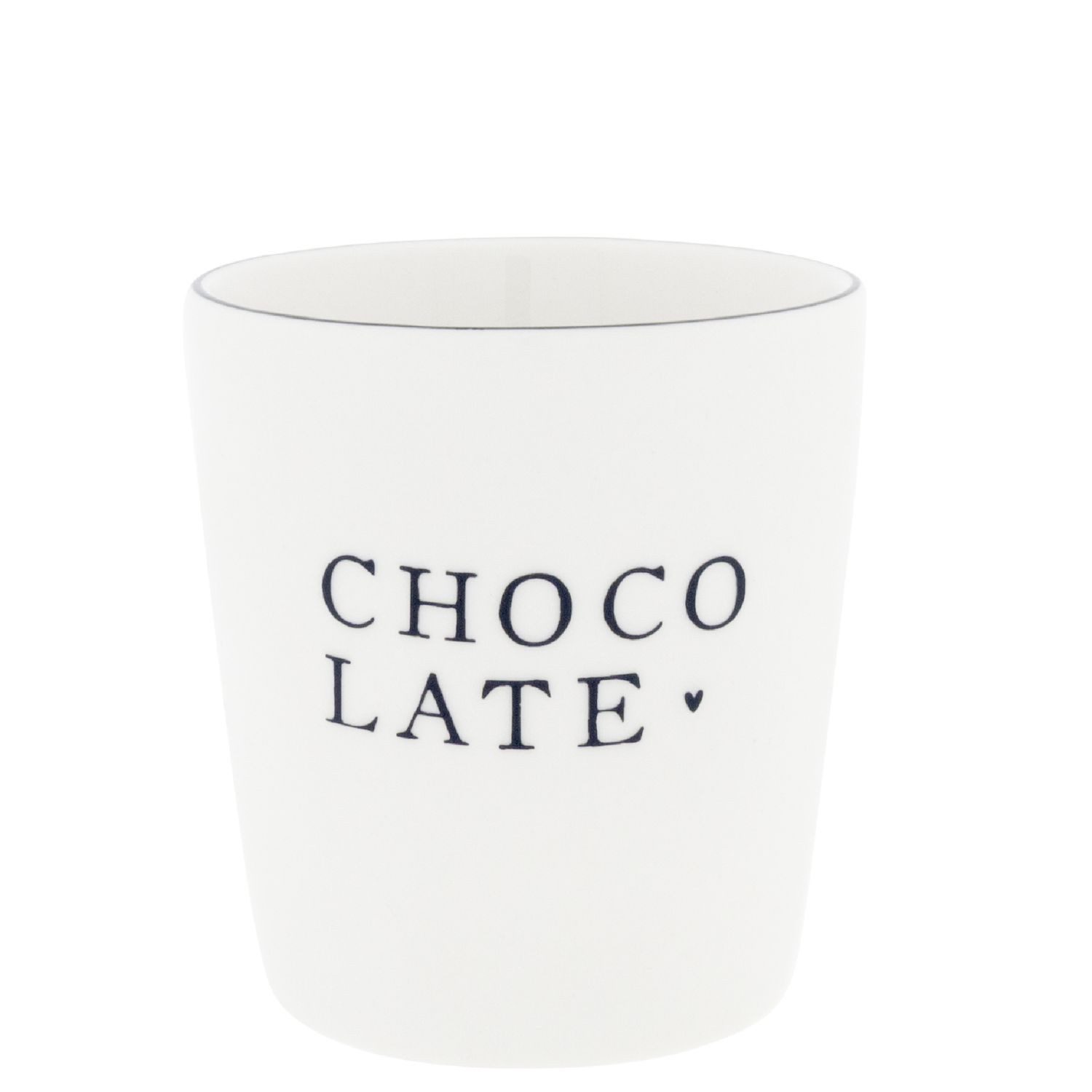 Bastion Collections Tasse Schwarzes Herz, Keramik, Spülmaschinengeeignet, Weiß, Chocolate, H: 10cm
