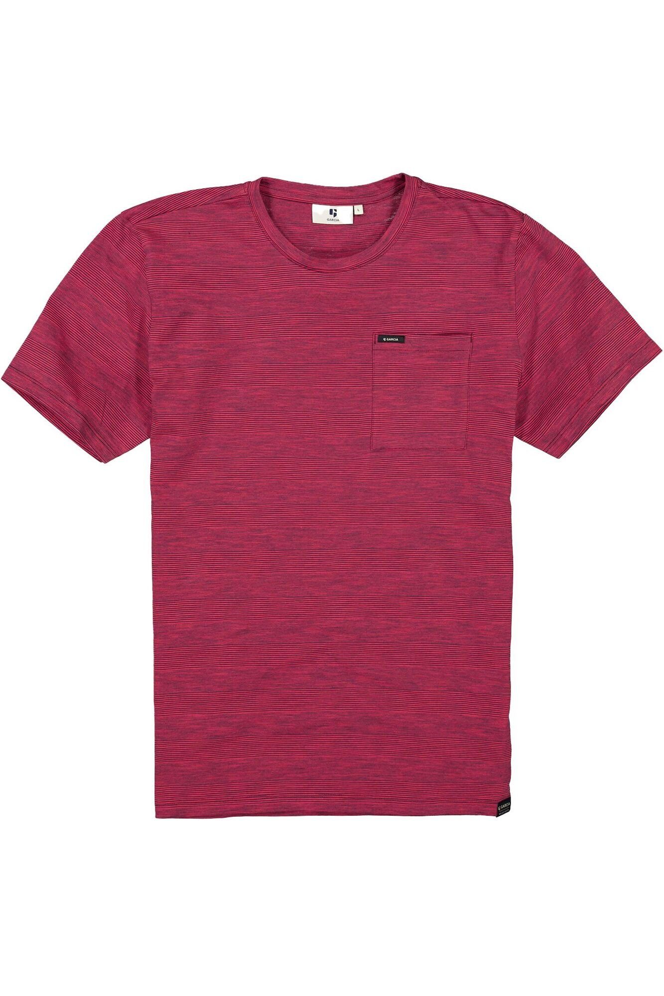 Garcia T-Shirt (1-tlg) mit Brusttasche garnet red