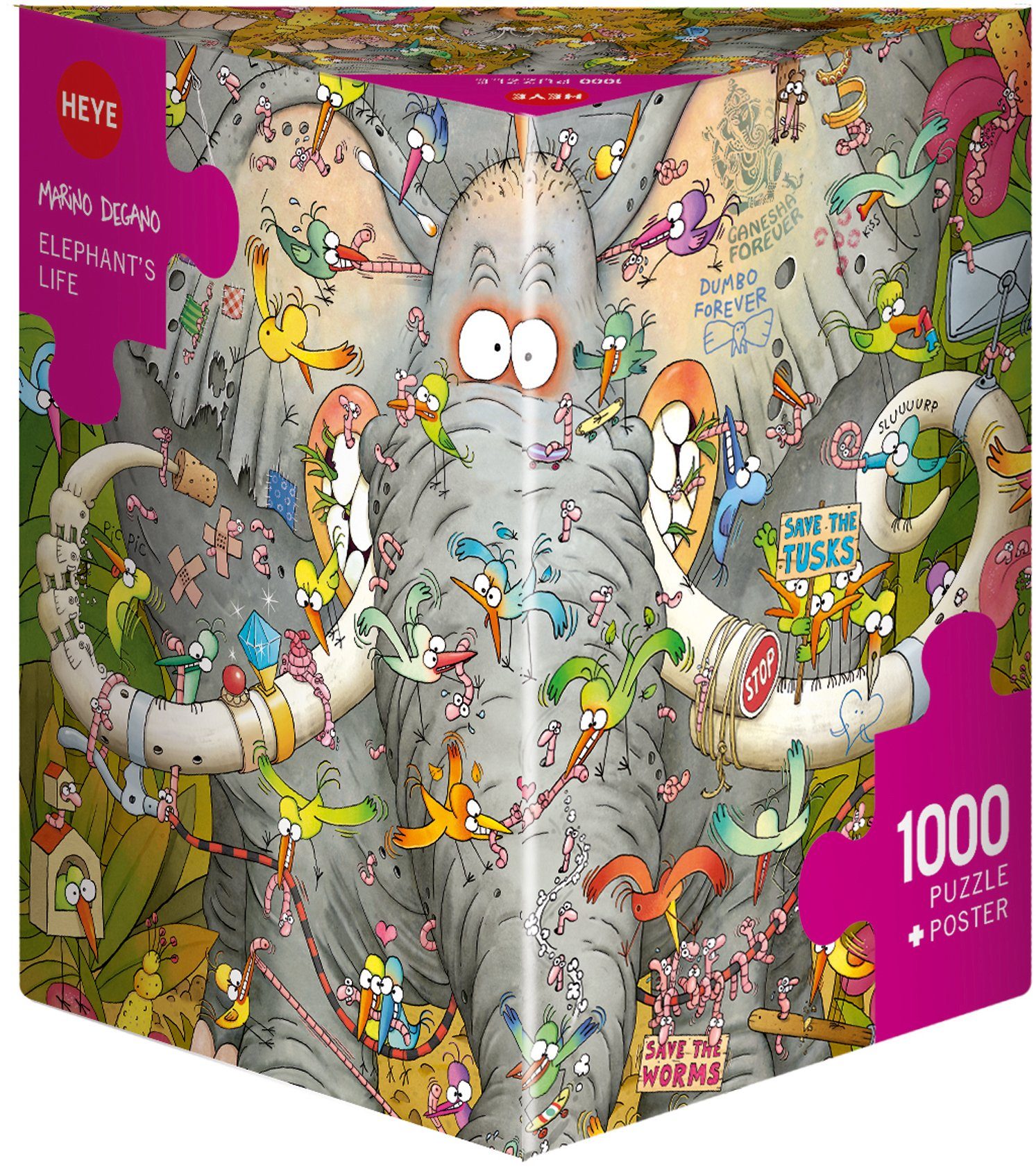 HEYE Puzzle Elephant's in Europe Made Degano, Puzzleteile, 1000 Life