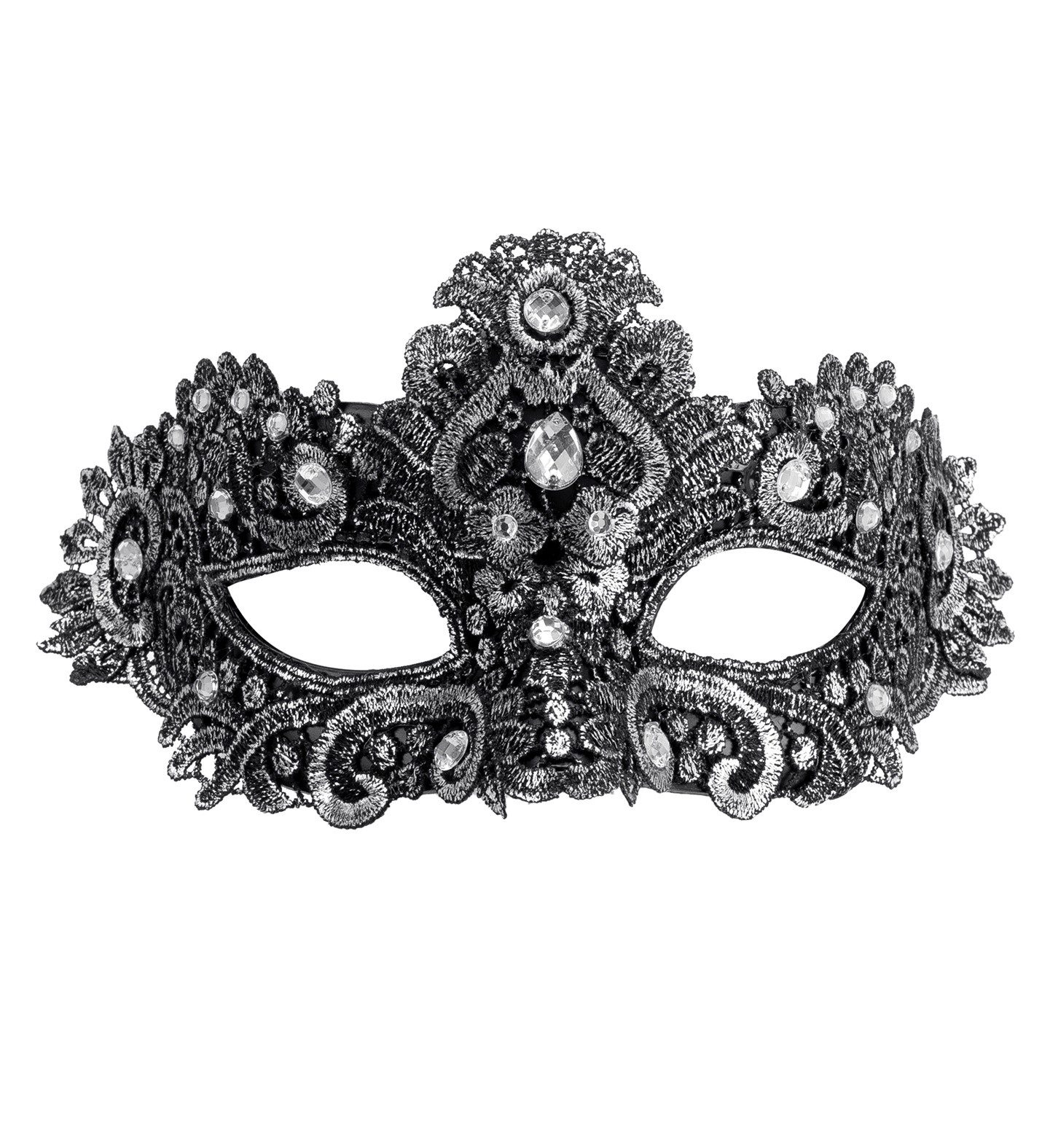 Widmann S.r.l. Verkleidungsmaske Theater Augenmaske mit Strass, Silber