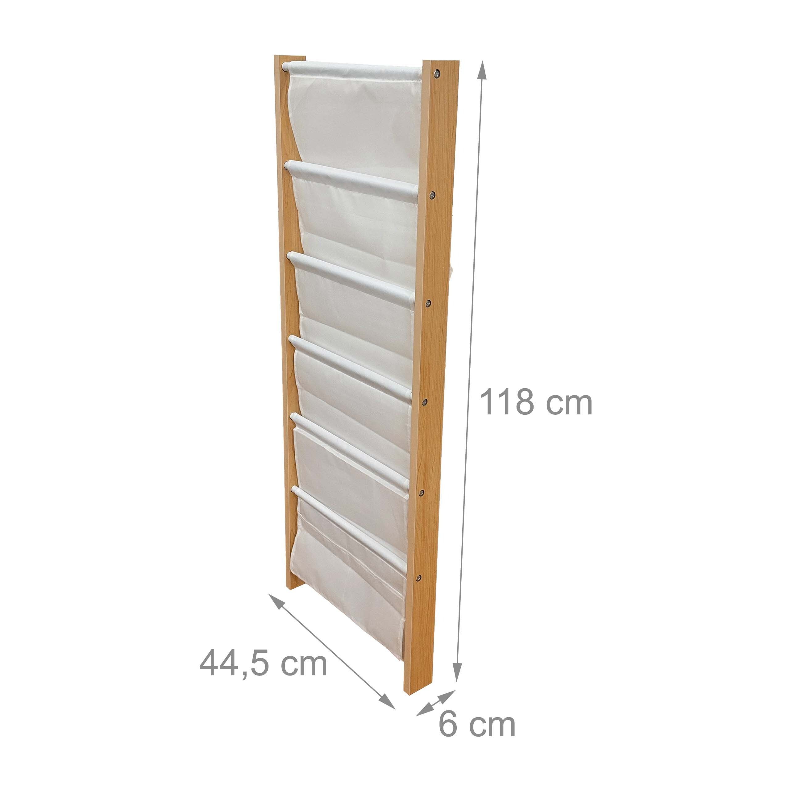 relaxdays Kinderregal Bücherregal Kinder mit Stofftaschen Wand, 1-tlg., 6 – Bild 4 von 5