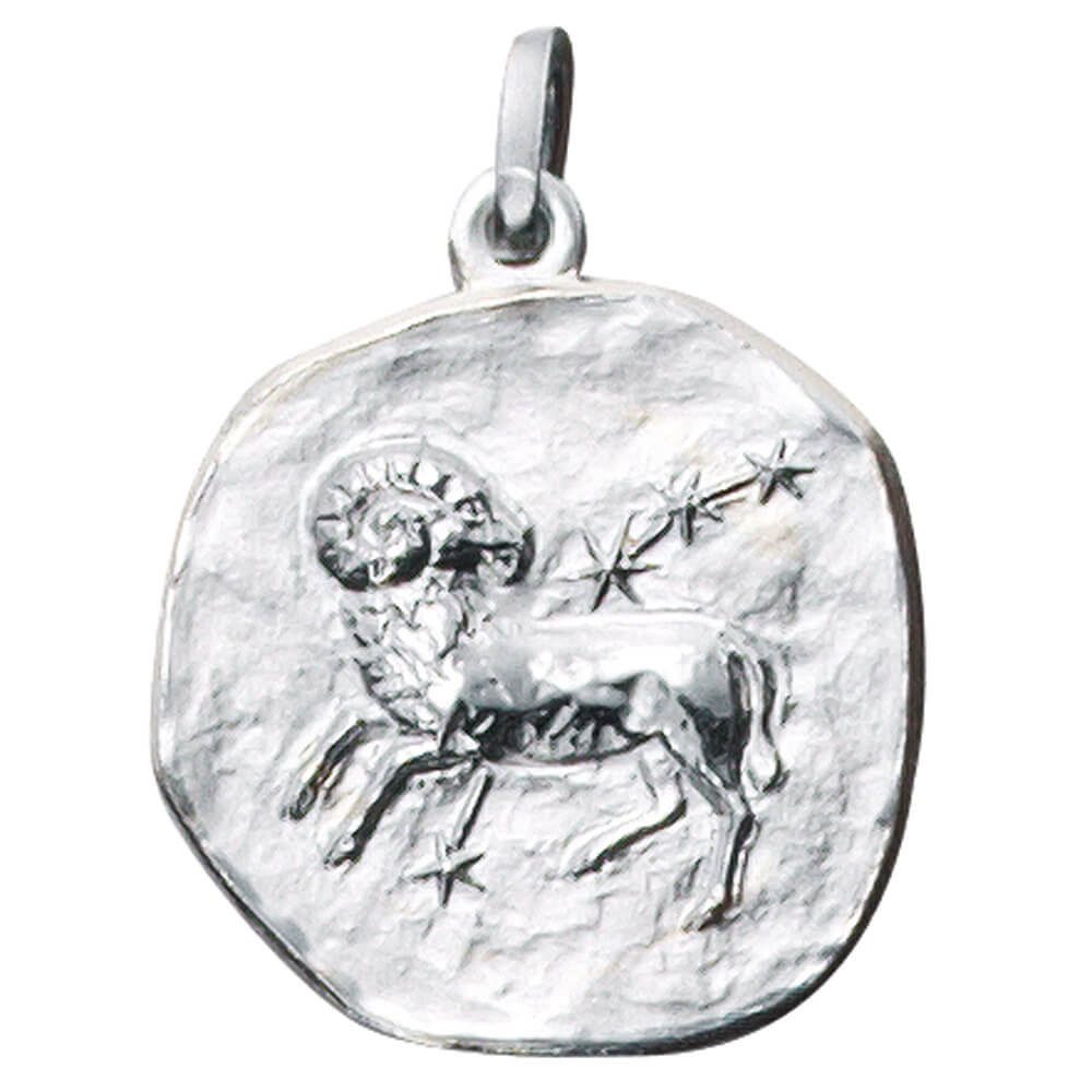 Schmuck Krone Kettenanhänger Anhänger Widder aus 925 Silber, Silber 925