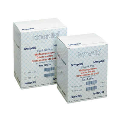 Holthaus Medical Kalt-Warm-Kompresse Temedia® Mullkompresse 12-fach, 7.5 x 7.5cm, 25 x 2 Stück steril -